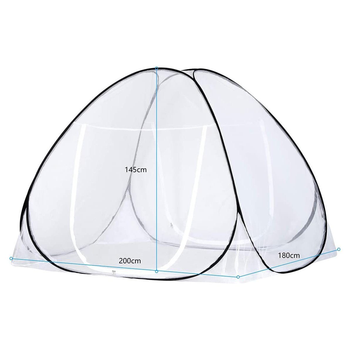 Sekey Moskitonetz Pop-up Moskitonetz mit Reißverschluss – Schnell Aufklappbar, Selbststehend & Platzsparend,Reise & Camping,200 x 180 x 145cm, Weiß