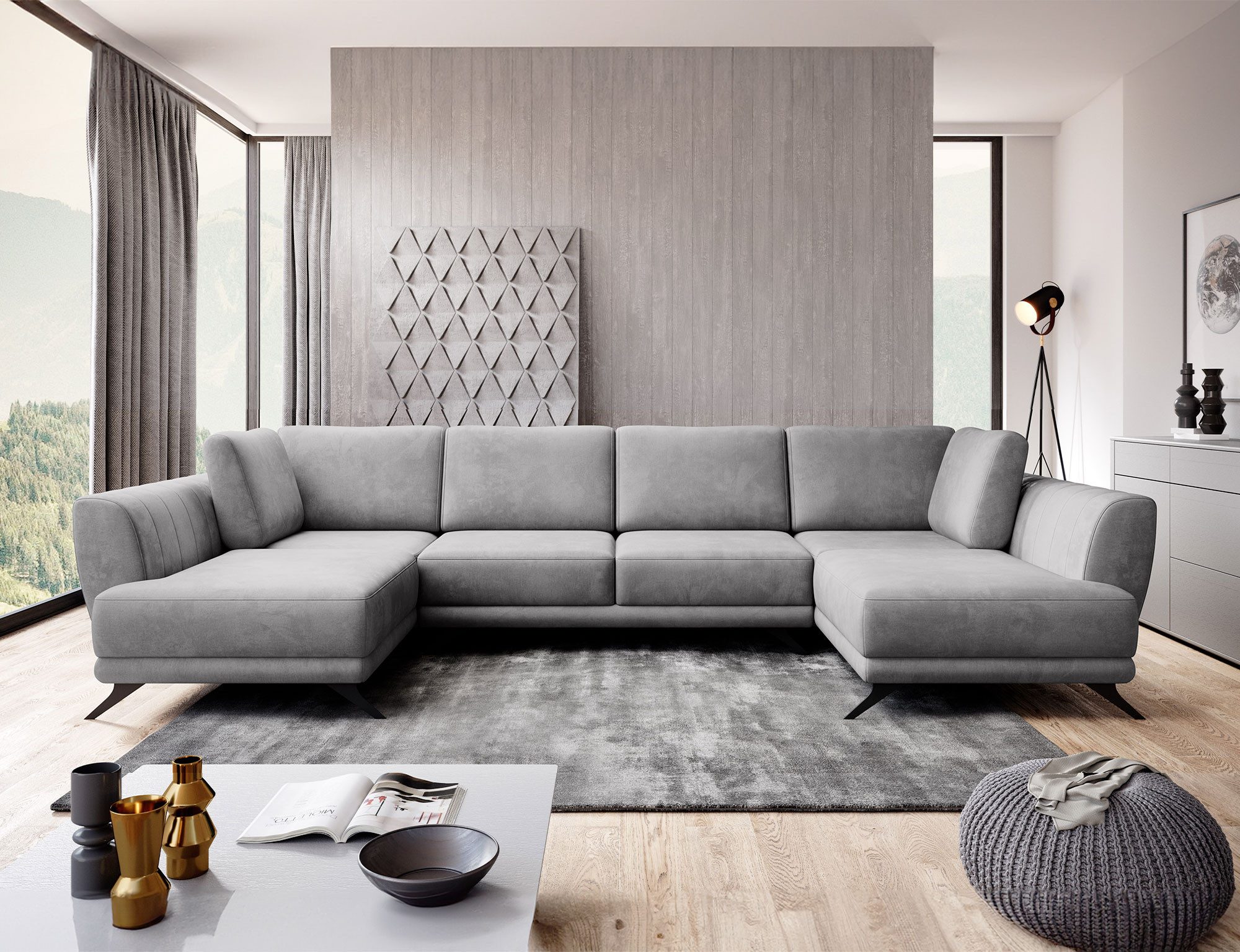Myhomelando Wohnlandschaft Larco, Nube-Stoff, mit Schlaffunktion, Bettkasten und kratzfesten Nube-Stoff