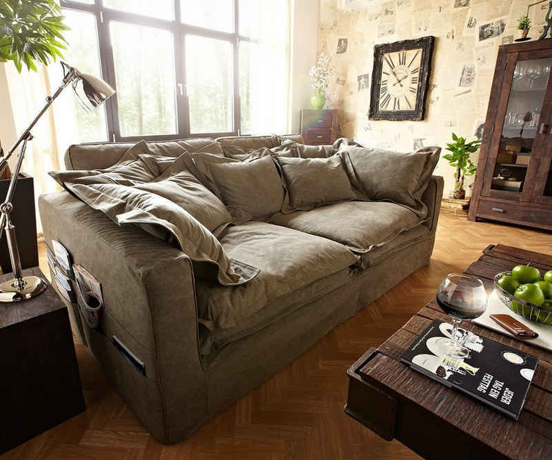 DELIFE Big-Sofa Noelia, Braun 240x145 cm mit Kissen Hussensofa