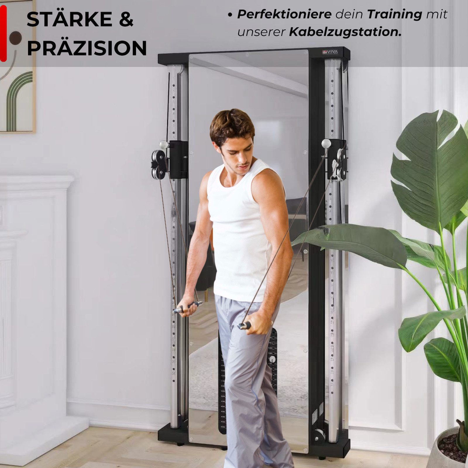 AsVIVA Kraftstation MG9 Kabelzug-Wandmontage für effektives Ganzkörpertraining für Zuhause, (1-tlg), Ultra slim 16,5 cm, 100 kg Widerstand, Duale Trainingsmöglichkeit