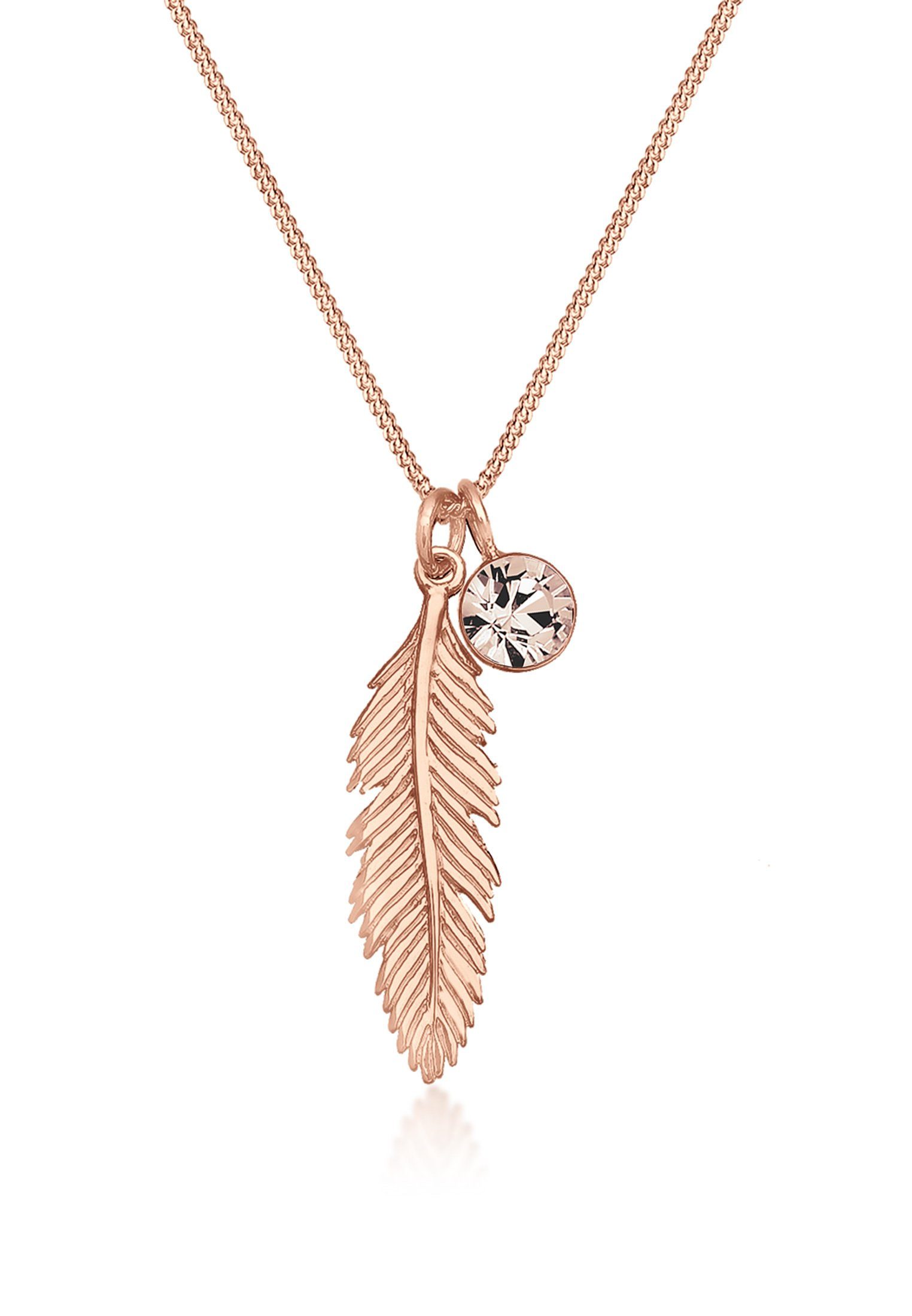 Collierkettchen mit Kristalle und Feder 925 Silber