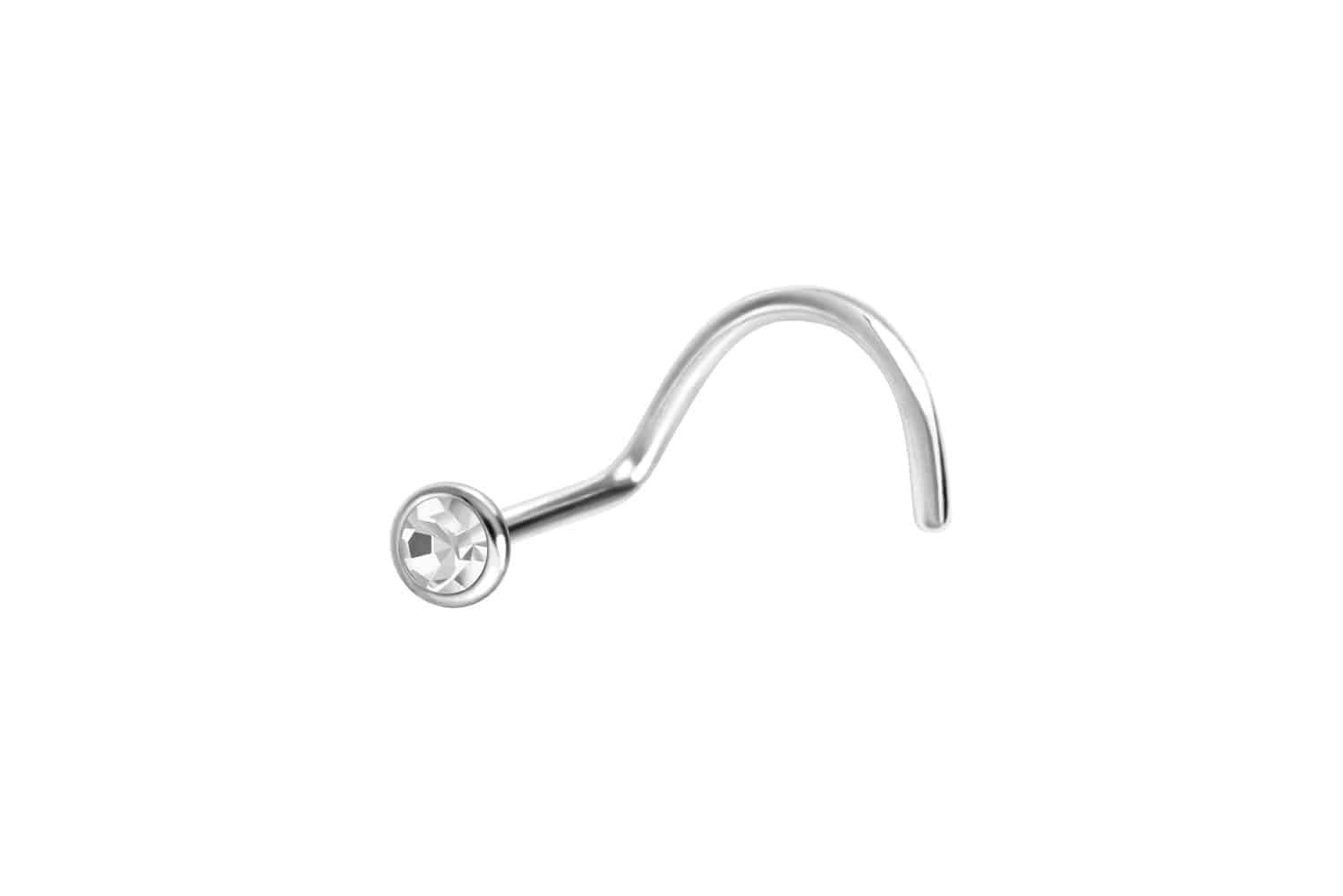 PIERCINGLINE Nasenpiercing Titan Nasenstecker Spirale FLACHER KRISTALL (Nasenstecker, 1-tlg)