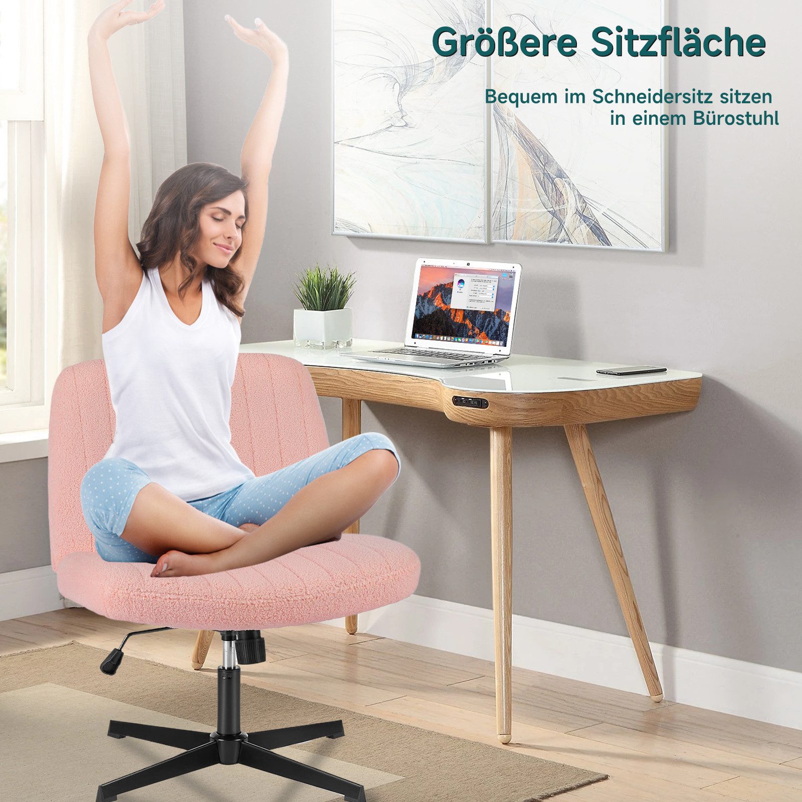 SURFOU Chefsessel Bürostuhl Schreibtischstuhl Stuhl Office Chair Drehstuhl Computerstuhl, Verstellbarer Lordosenstütze Armlehne, Höhenverstellung 110 kg