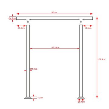 monzana Brüstungsgeländer 80 cm, keine, 80 cm Länge, 107.5 cm Höhe