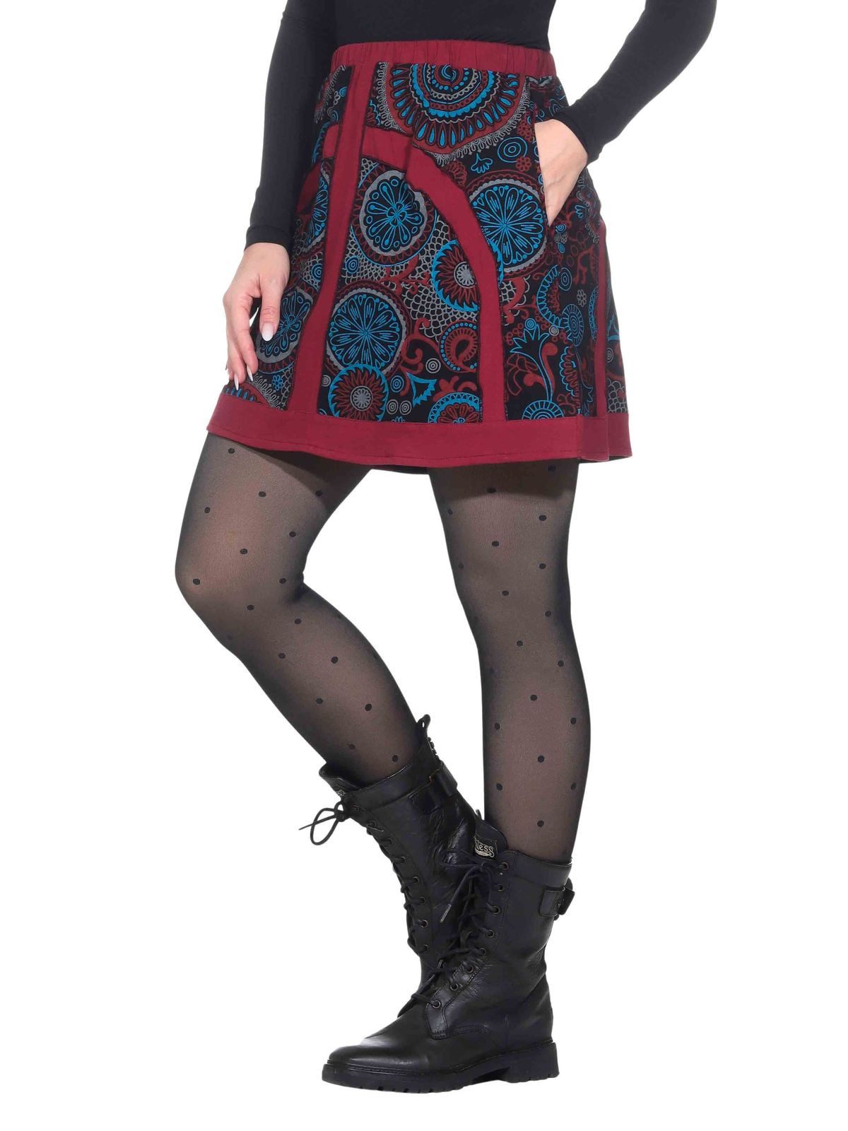 A-Linien-Rock Kunst und Magie Bunter Damen kurzer Rock Hippie Goa Boho Minirock