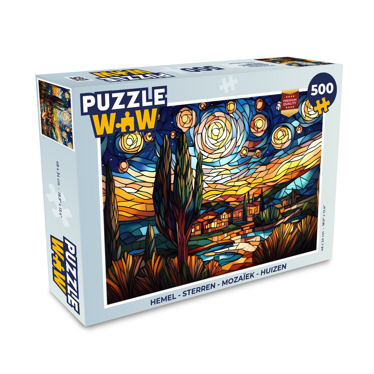 MuchoWow Puzzle Himmel - Sterne - Mosaik - Häuser, 500 Puzzleteile, Foto-Puzzle, Bilderrätsel, Puzzlespiele, Spielzeug