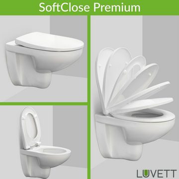 LUVETT WC-Sitz D-Form (Inklusive 3 Befestigungsarten), Original SoftClose® Absenkautomatik, Duroplast, Abnehmbar