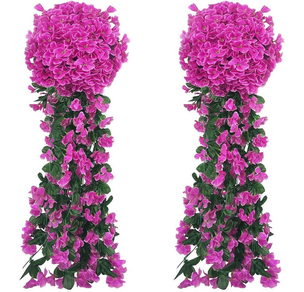 Kunstpflanze 2 Stück Künstlich Hängende Blumen, Blauregen Efeublumen Glyzinien, TUWENA, Kunstblumen Veilchen Hgende Blumen für Außen Innen Hochzeit Terrasse