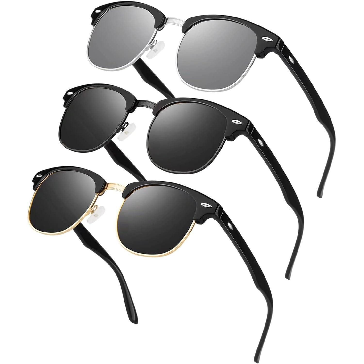 Retrosonnenbrille Polarisierte Retro-Sonnenbrille Halbrahmen UV400 für Herren Damen