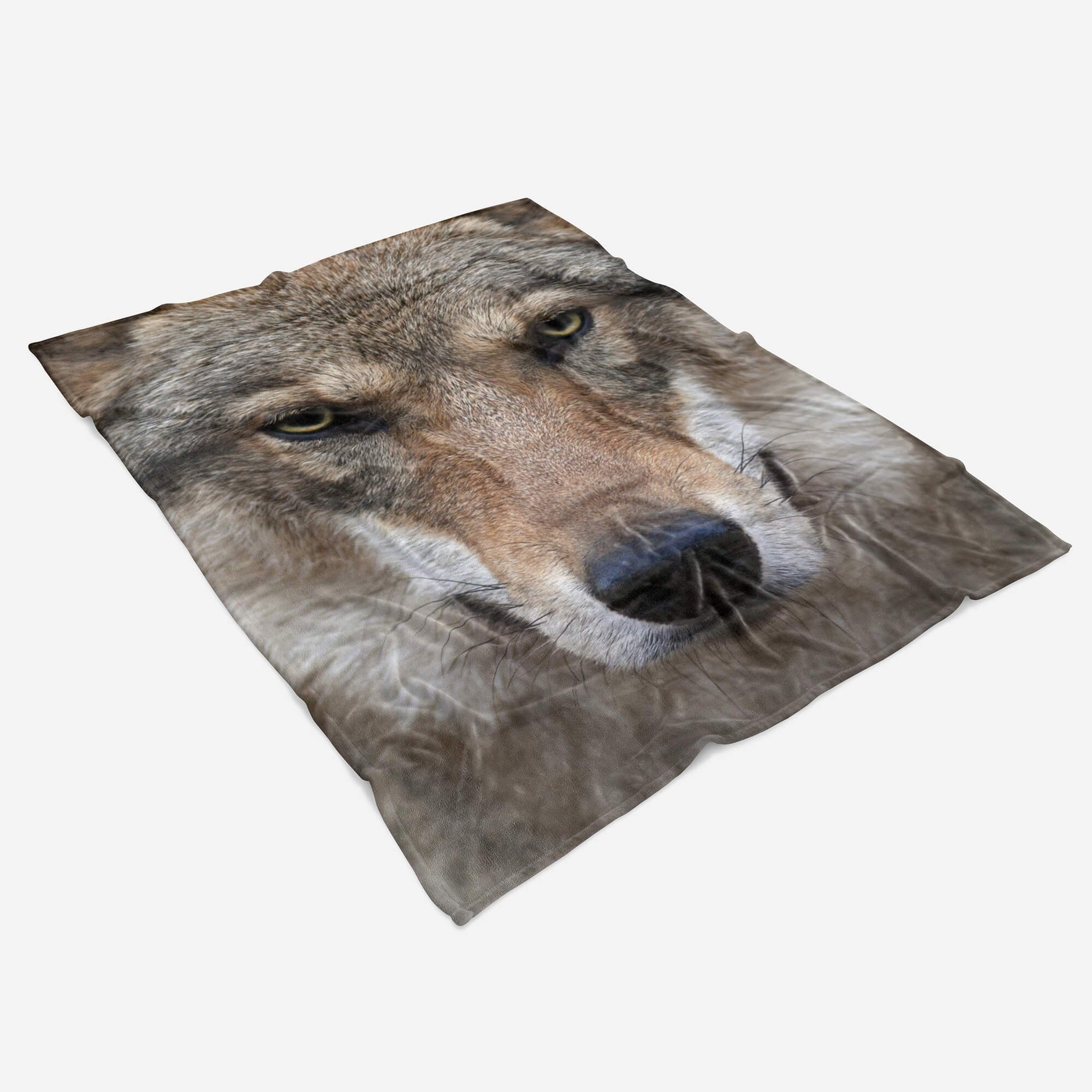 Handtücher Handtuch Strandhandtuch Saunatuch Kuscheldecke mit Tiermotiv Wolf Wild, Baumwolle-Polyester-Mix (1-St), Handtuch