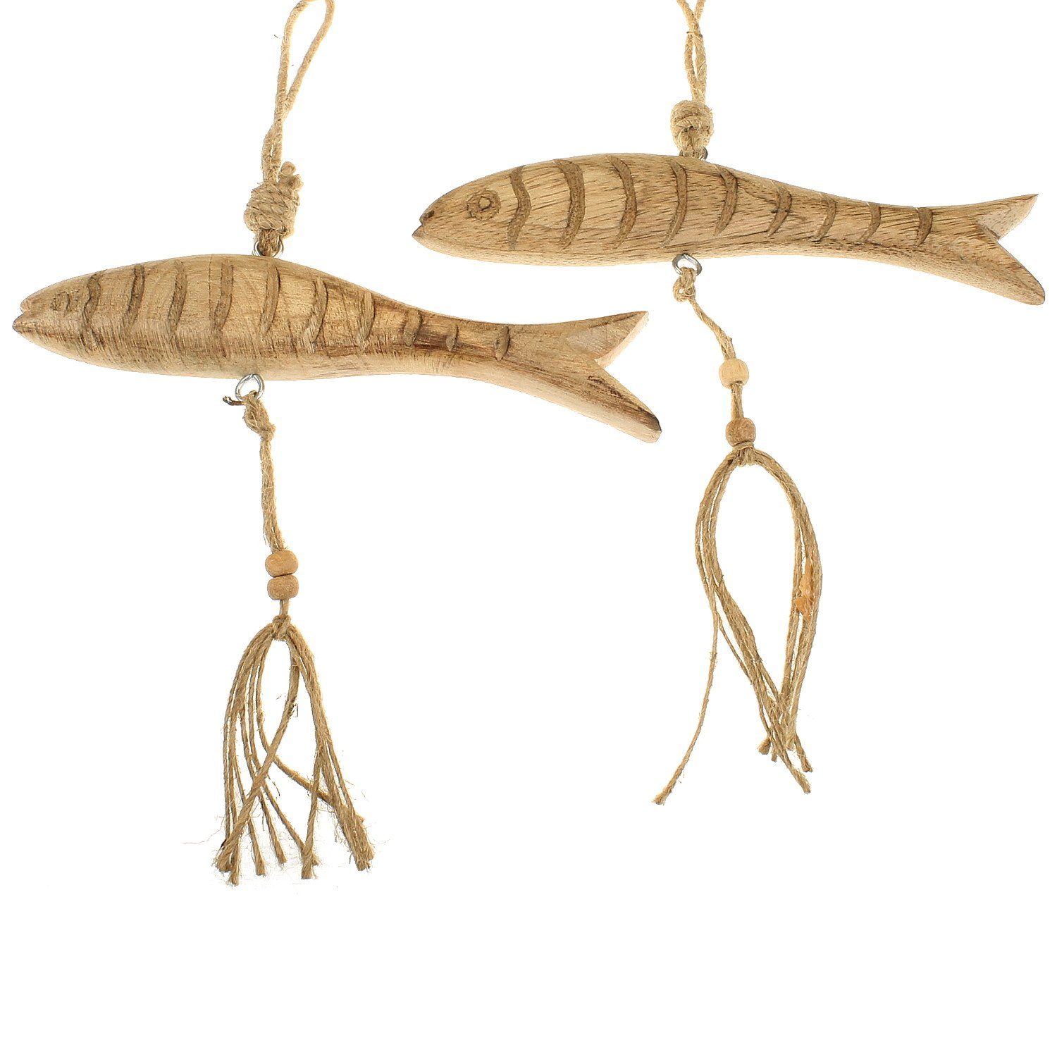 Macosa Home Hängedekoration (2 St), 2er Set Deko-Fische zum hängen Maritim  Holz Badezimmer Dekoration Bad-Accessoires Dekofisch Skulptur  Zierfisch-Figur Holzfigur