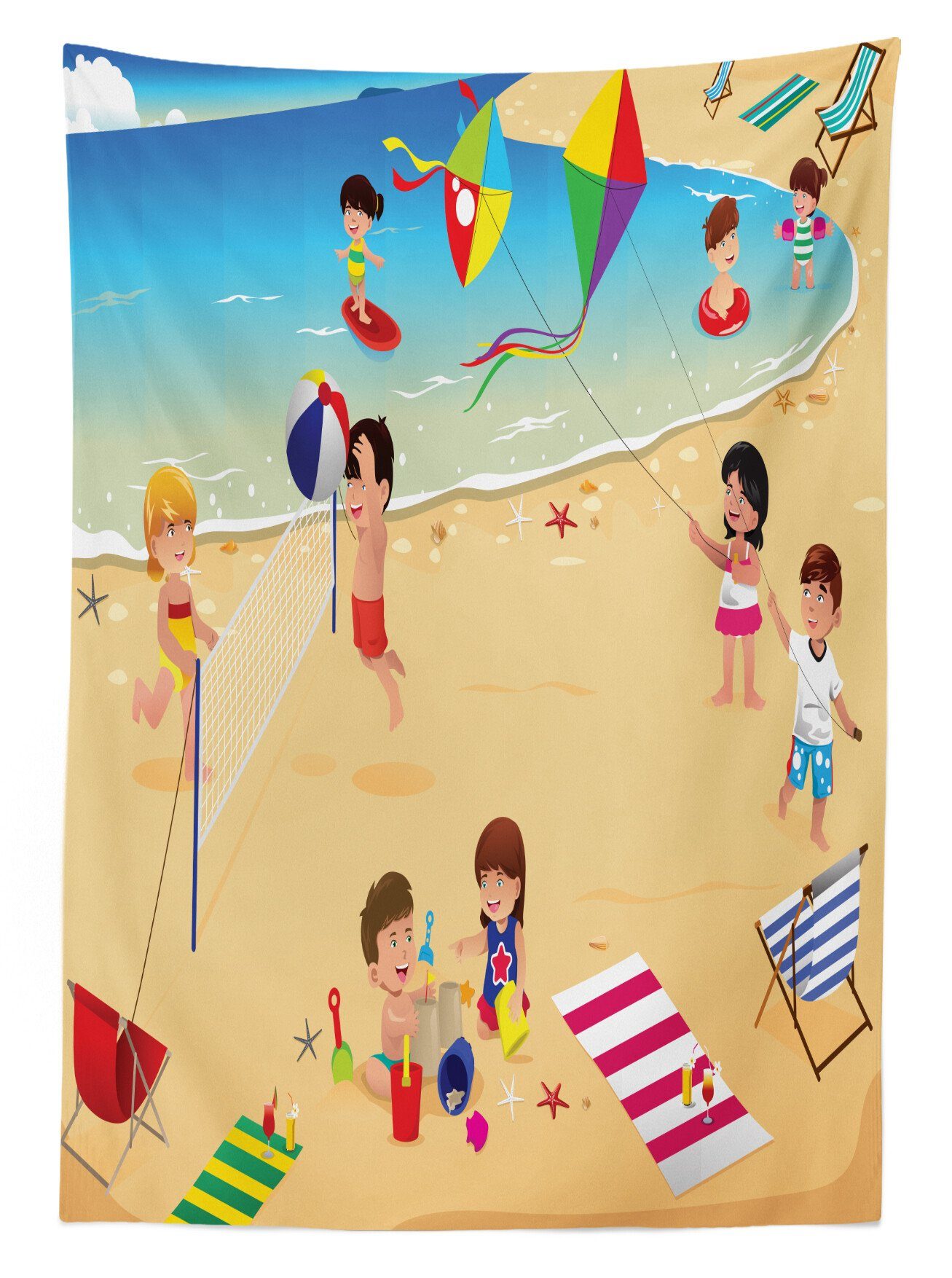 Sport Bereich Waschbar Farben, Klare Für den Farbfest Tischdecke Abakuhaus Beach-Volleyball Außen geeignet