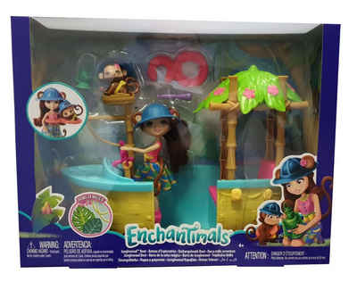 Enchantimals Spielwelt Enchantimals, (Set, 10-tlg., Puppe (15 cm) mit Mode und Accessoires, eine Tierfigur, ein Boot-Spielset und mehr als 7 themenbezogene Zubehörteile)