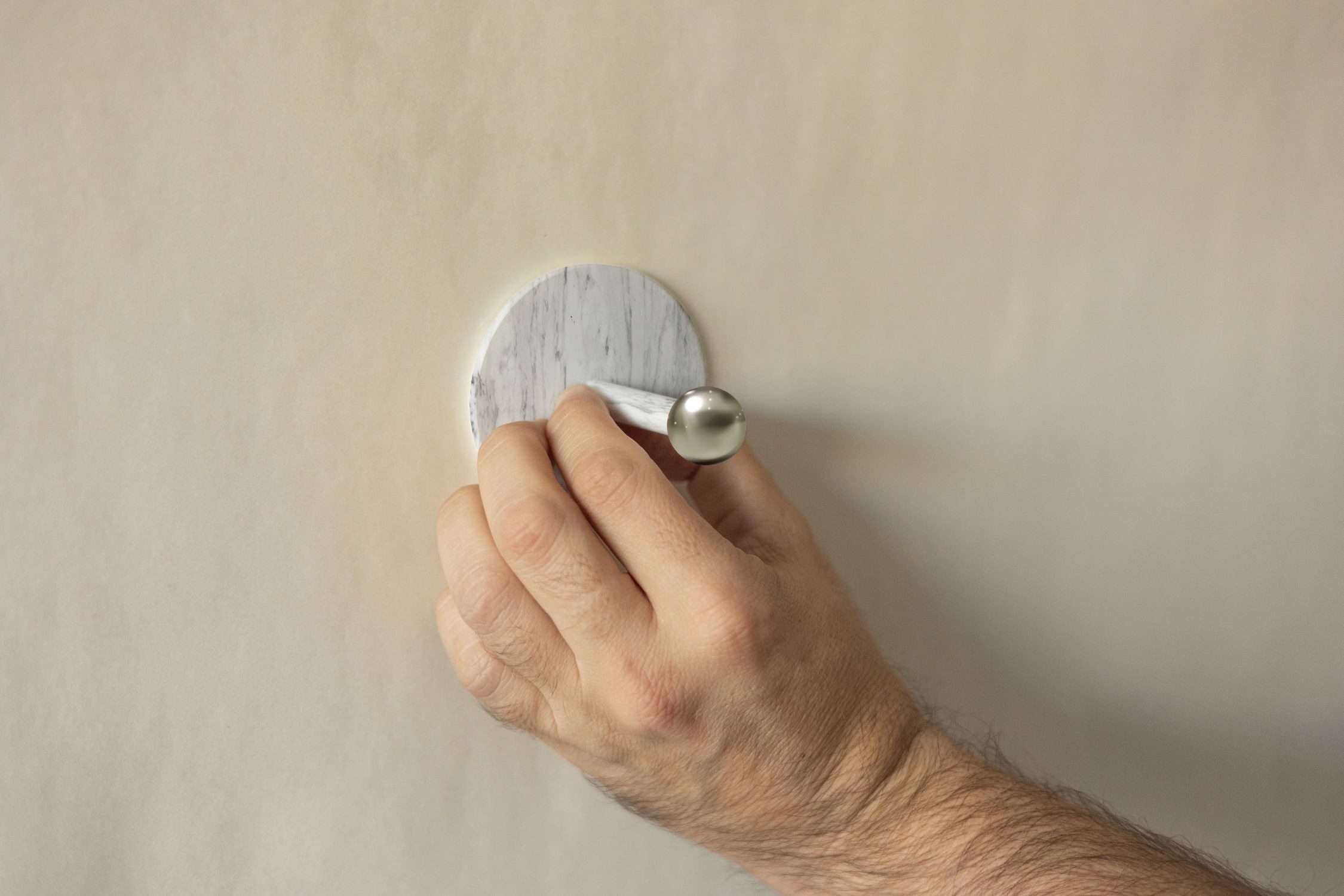 Licht-Erlebnisse Wandstrahler RHEYDT, LED fest integriert, Warmweiß, LED Dimmer mit Touch Funktion verstellbar Marmor warmweiß 3000 K