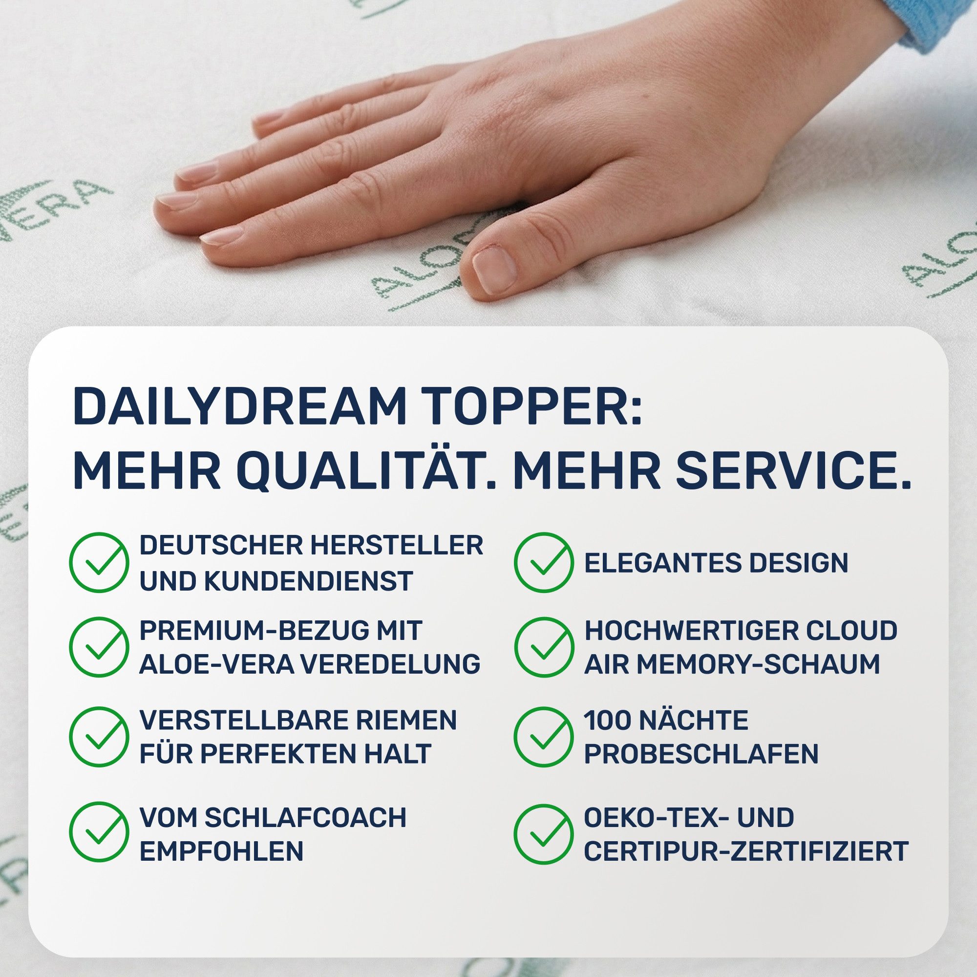 Dailydream, Topper Edition Aloe Vera, Memory Foam, H 1/2, Druckentlastend, Allergikerfreundlich, rutschfest&geruchsneutral