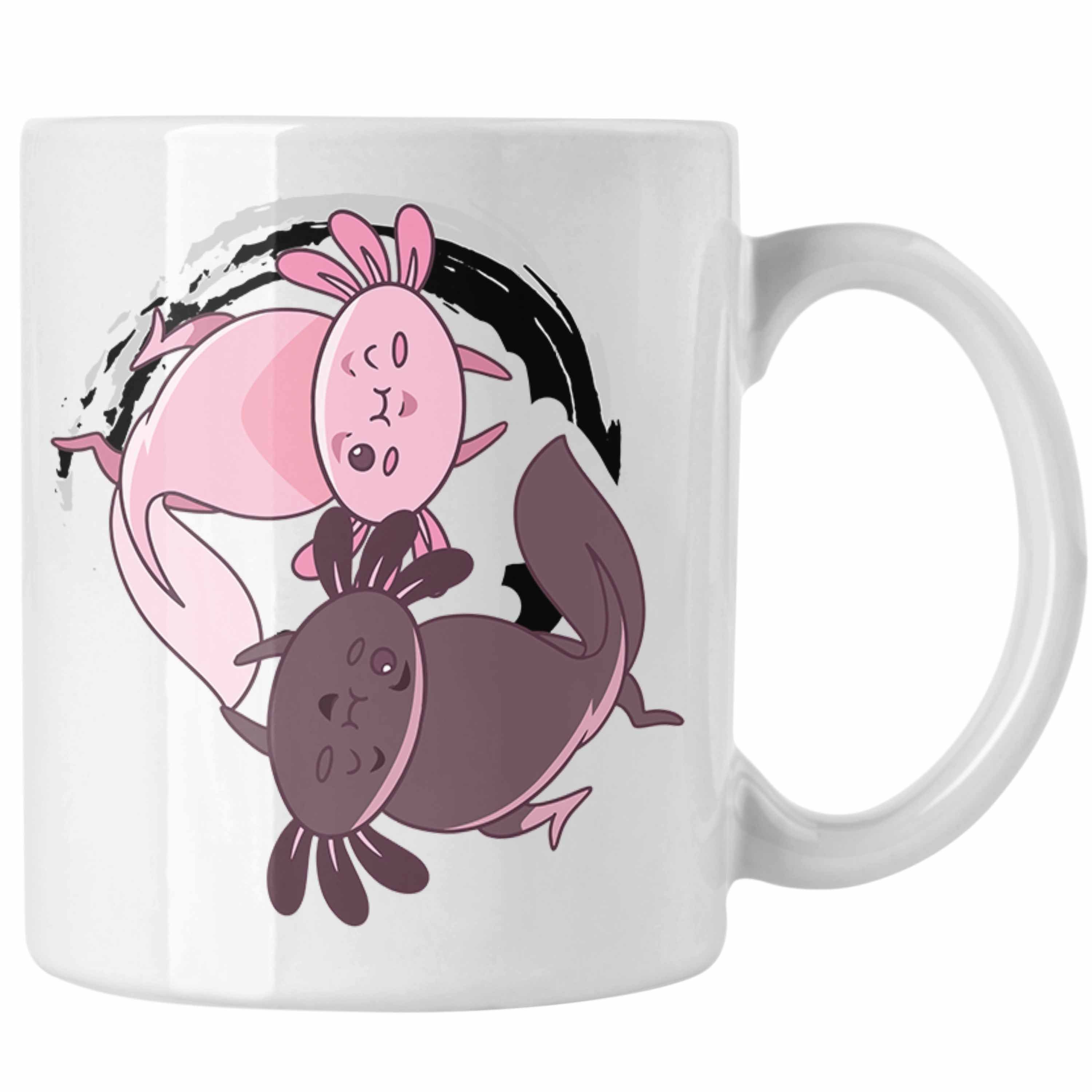Trendation Tasse Trendation - Geschenk Tiere Lustig Geschenkidee Grafik Zeichen Schwanzlurch Tasse Yang Weiss Ying Axolotl