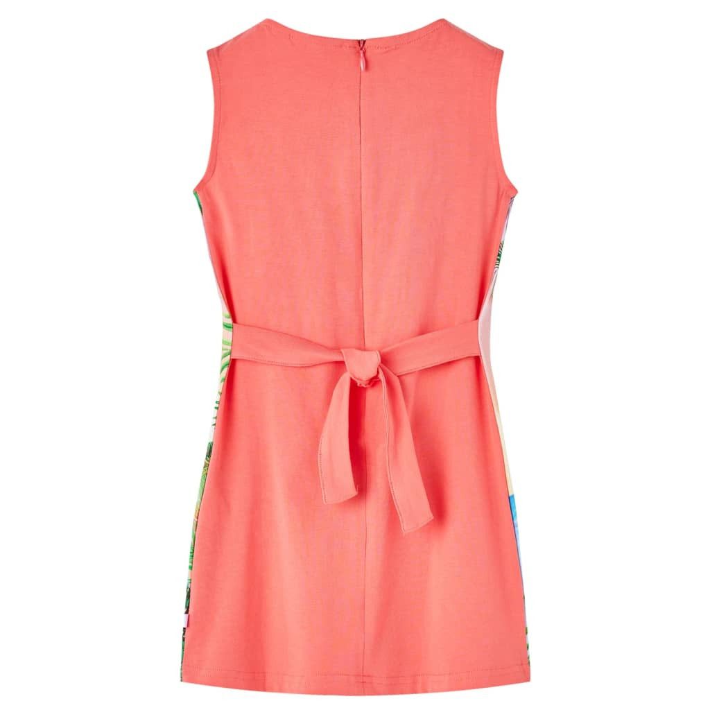 vidaXL Druckkleid Kinderkleid Korallenrosa 140