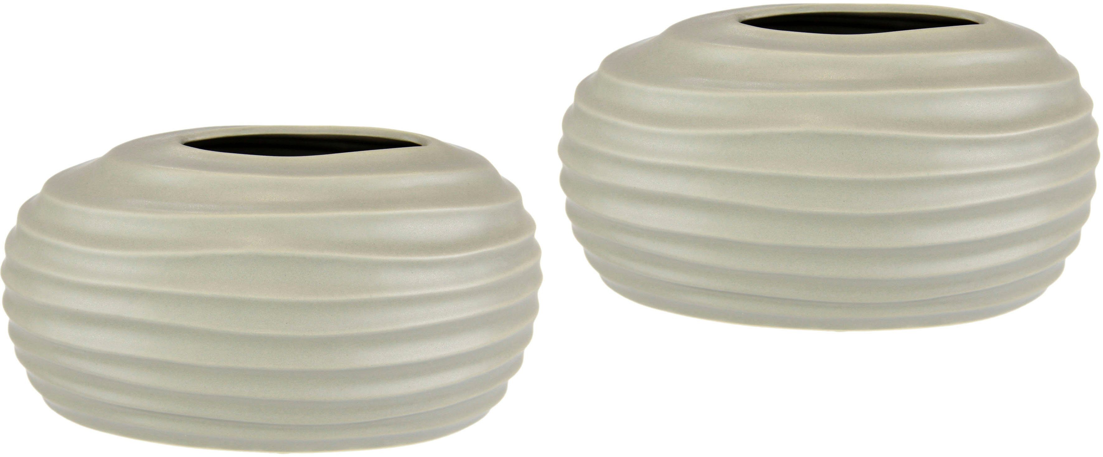 I.GE.A. Dekovase Keramik-Vase, 2er Set Modern Keramik Pampasgras Küche Vase Weiß Kleine Büro Tisch