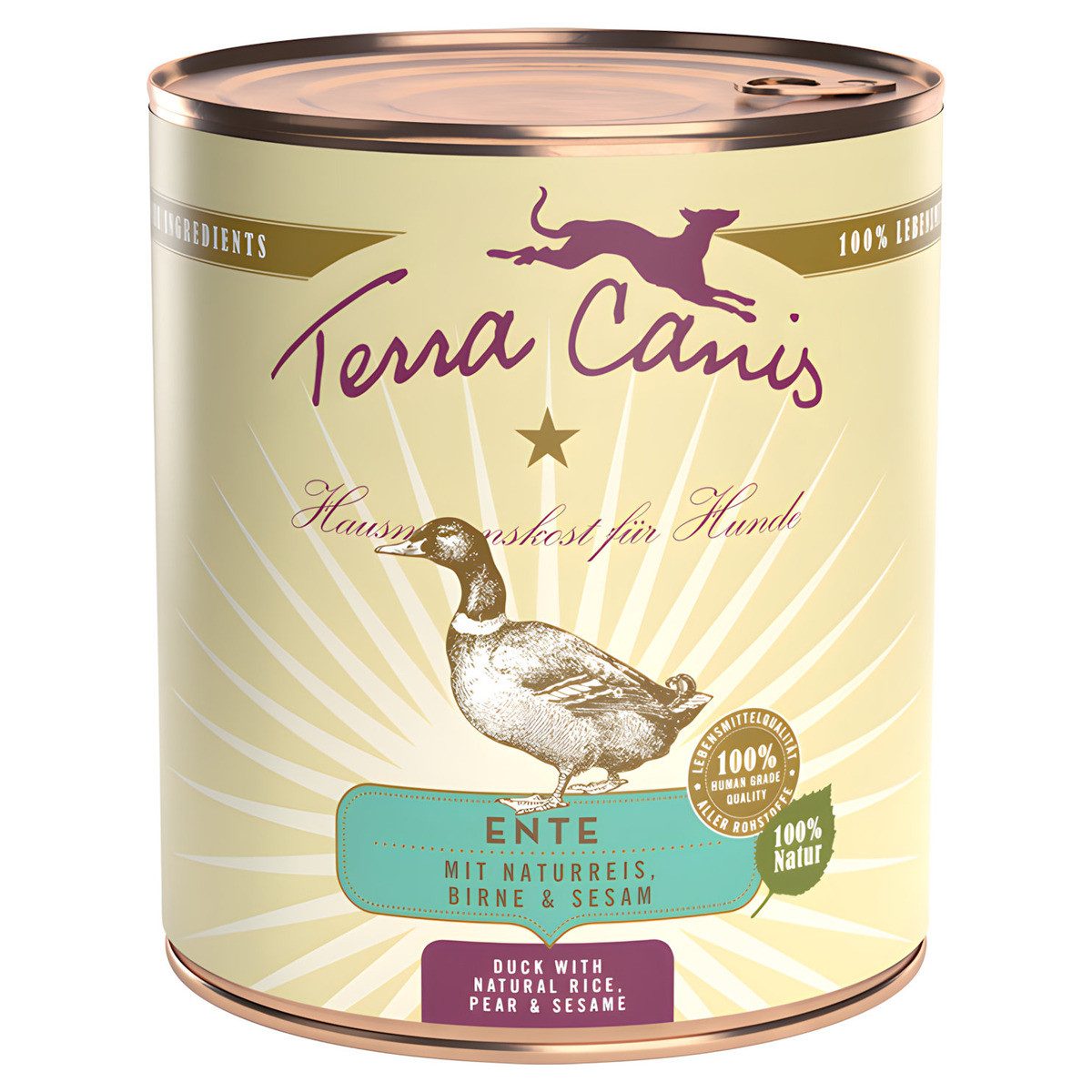 Terra Canis Classic Ente mit Naturreis, Birne & Sesam 800 g, Nassfutter für: Hund