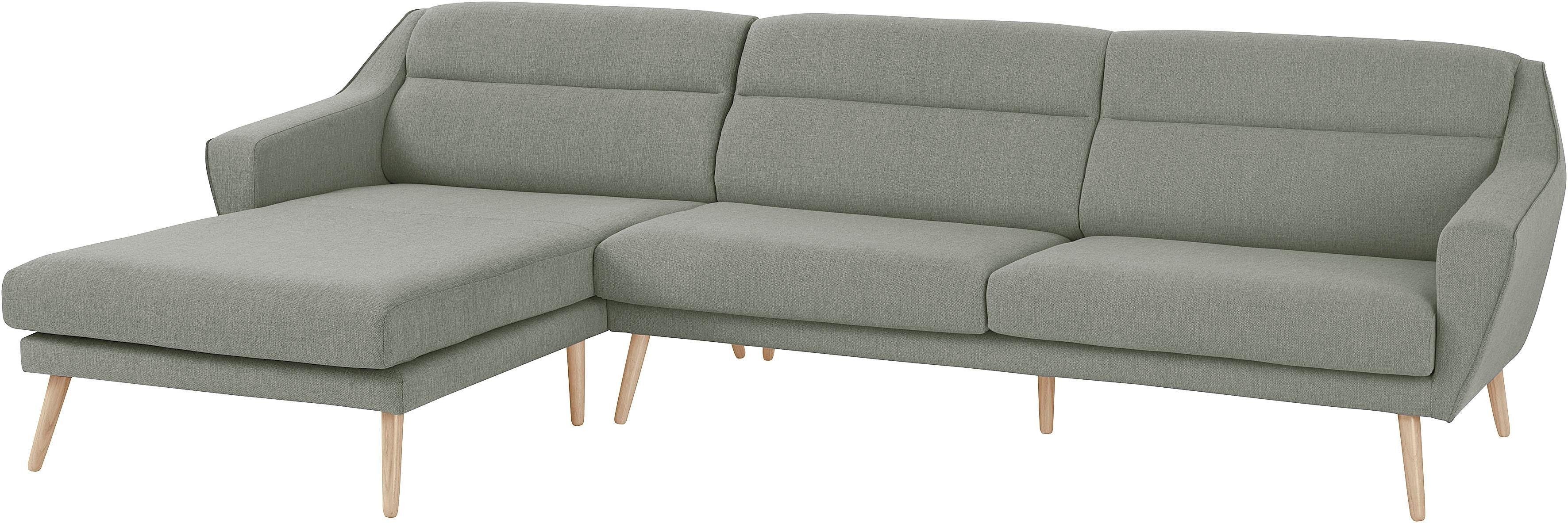 andas Ecksofa "Bille L-Form" mit Naht im Rückenkissen und Beinen aus Eichen günstig online kaufen