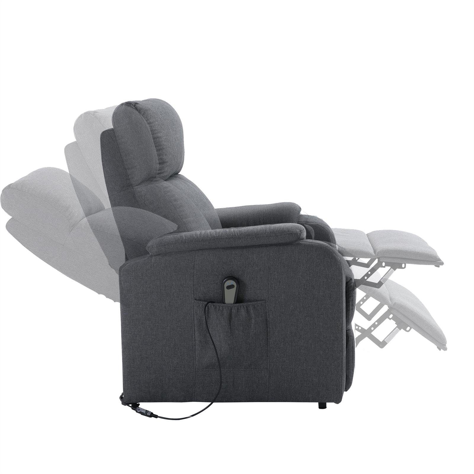 Ruhe Sessel grau CARO-Möbel TV Fernsehsessel mit elektrisc RETIRE, TV-Sessel Relaxsessel Aufstehfunktion