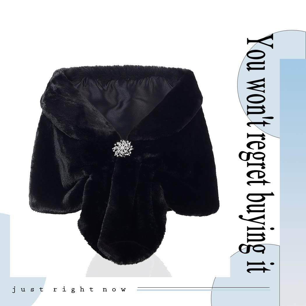 Coonoor Modeschal Damen Elegant Braut Hochzeit Kunstpelz Schal Wrap Braut Pelz Schal, Stola Fur Wraps und Tücher für Frauen – Bild 4 von 5