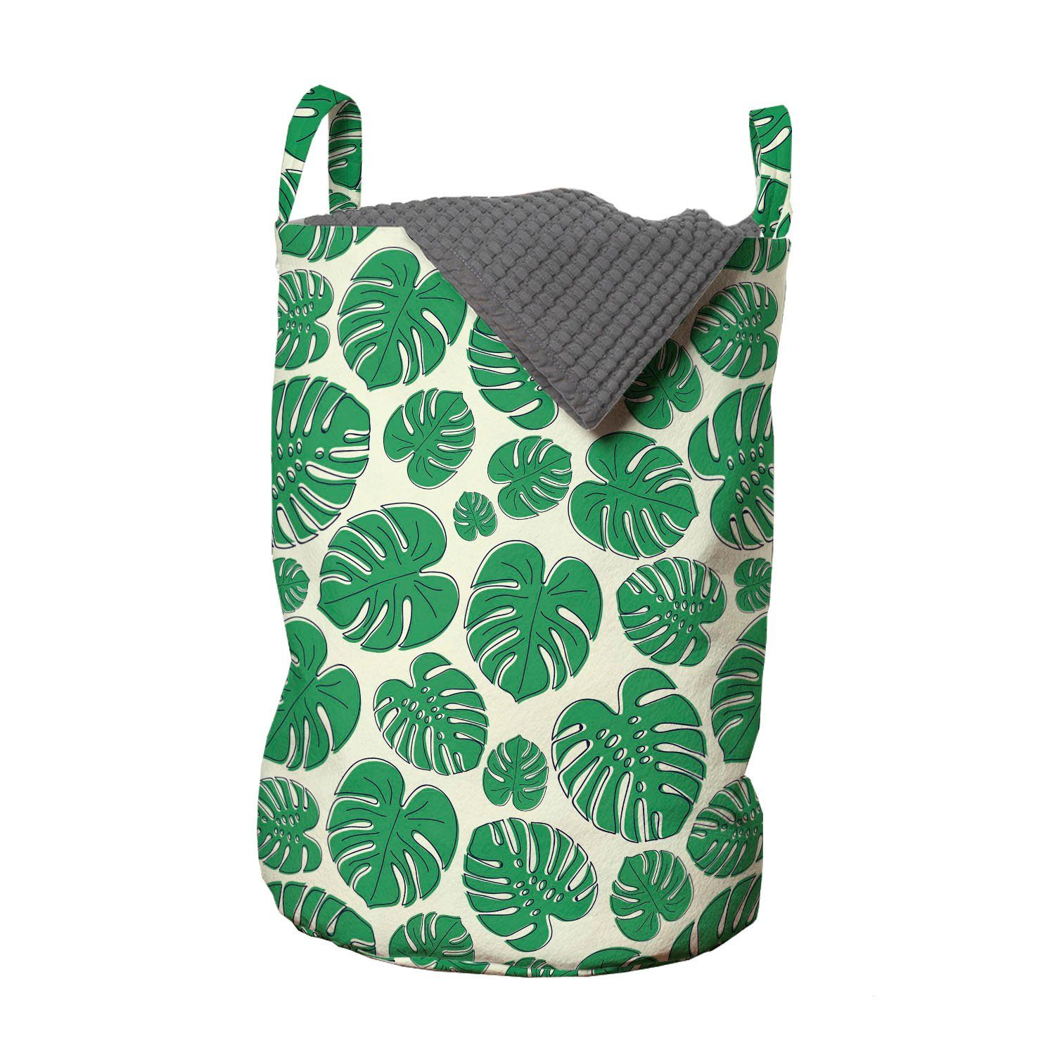 Abakuhaus Wäschesäckchen Wäschekorb mit Griffen Kordelzugverschluss für Waschsalons, Philodendron Hawaii-Sommer-Blätter