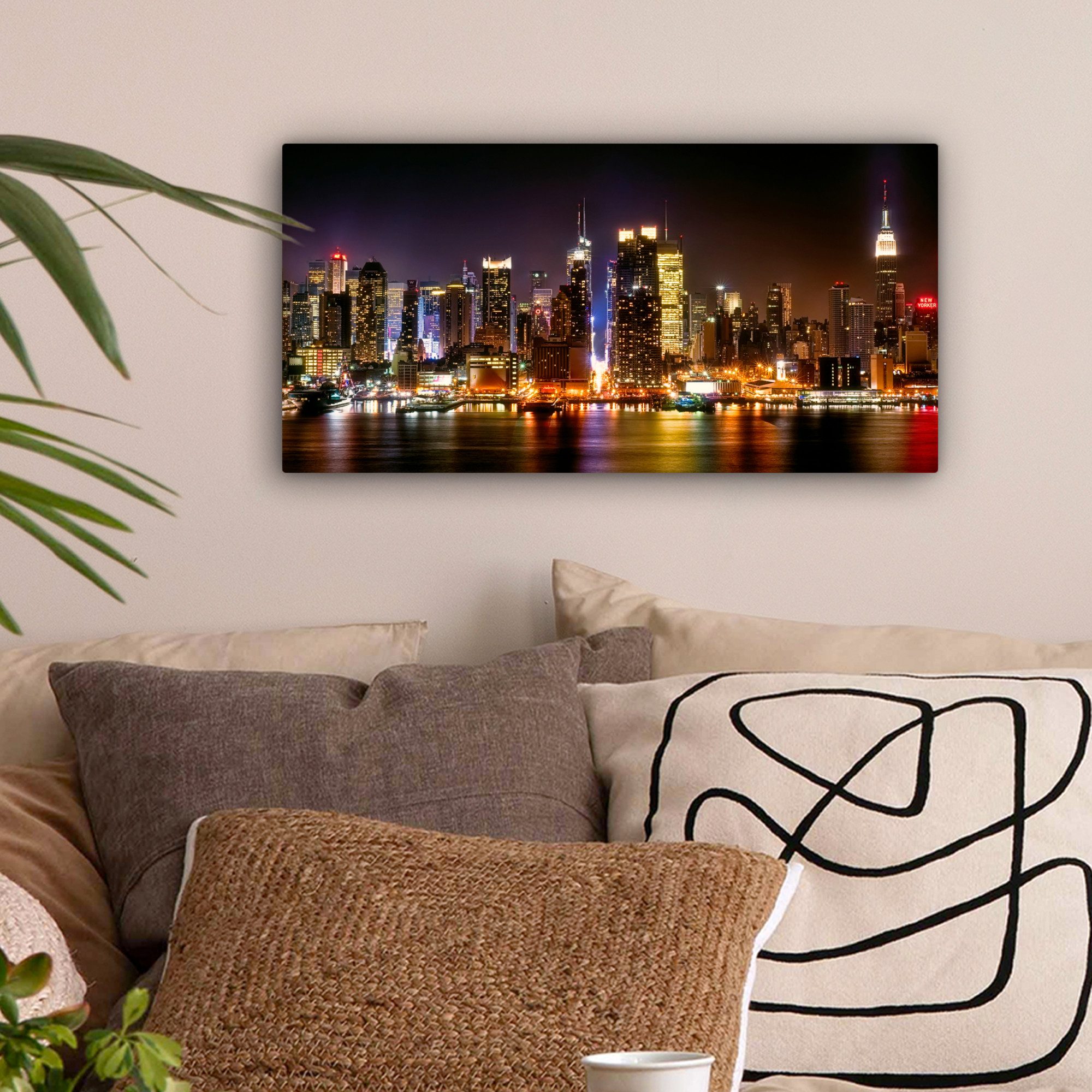 OneMillionCanvasses® Leinwandbild Panorama New York - Skyline - Farben, Fotodruck (1 St), Wandbild, Deko Schlafzimmer Wohnzimmer Flur 40x20 cm – Bild 2 von 5