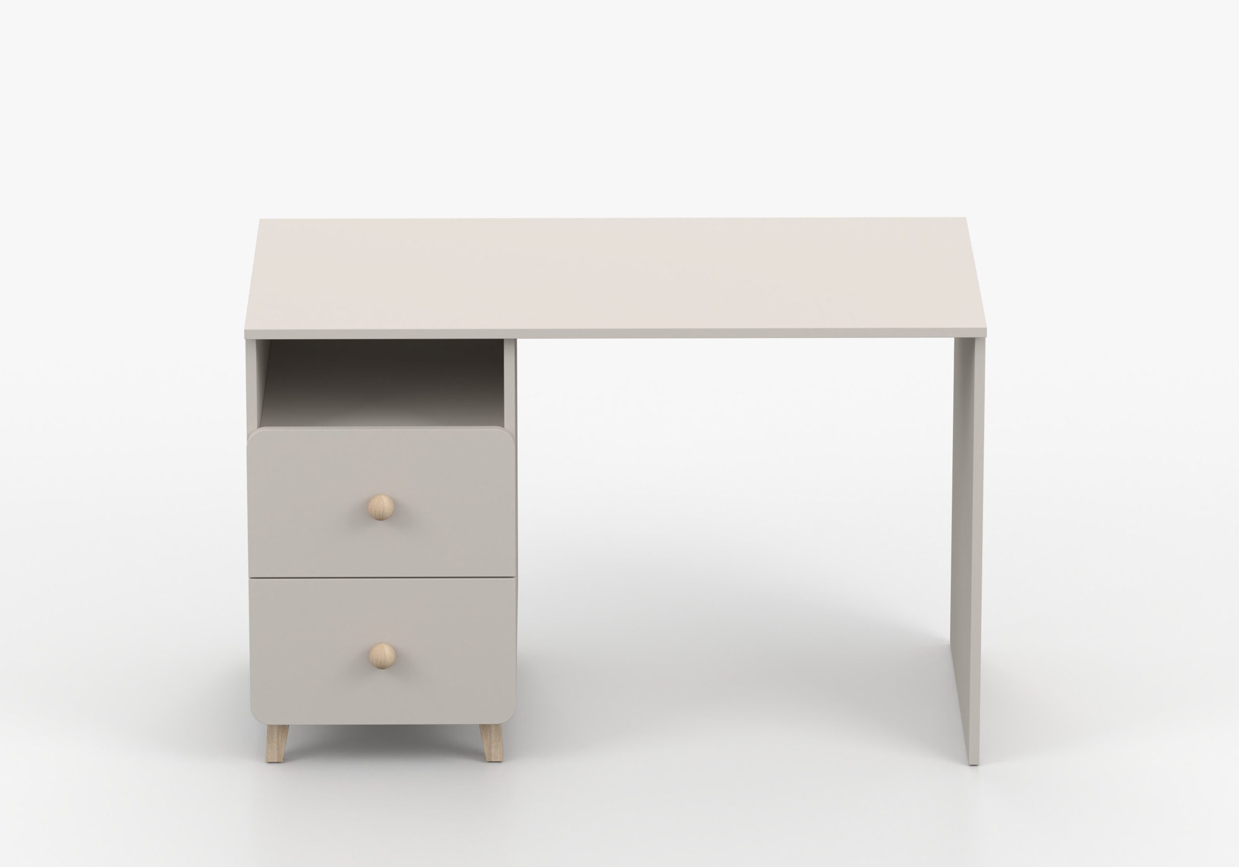 MOEBLO Schreibtisch MERK (110 cm breit, mit 2 Schubladen, Ablagefach, Holzgriffen und Holzfüßen, Kaschmir – für Homeoffice & Jugendzimmer), (BxHxT): 110 x 75 x  – Bild 5 von 5