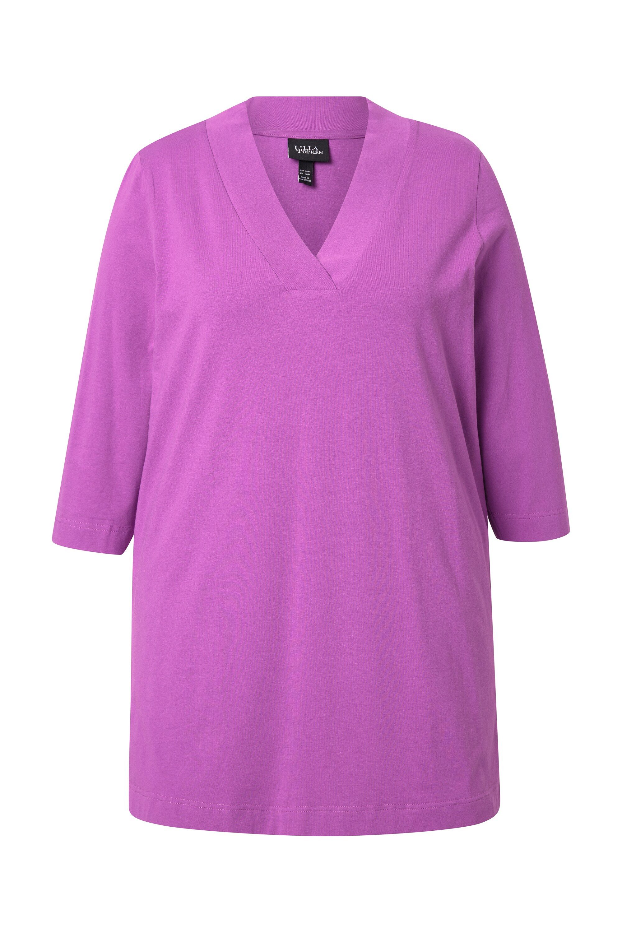 Ulla Popken T-Shirt Longshirt A-Linie V-Ausschnitt 3/4-Arm günstig online kaufen