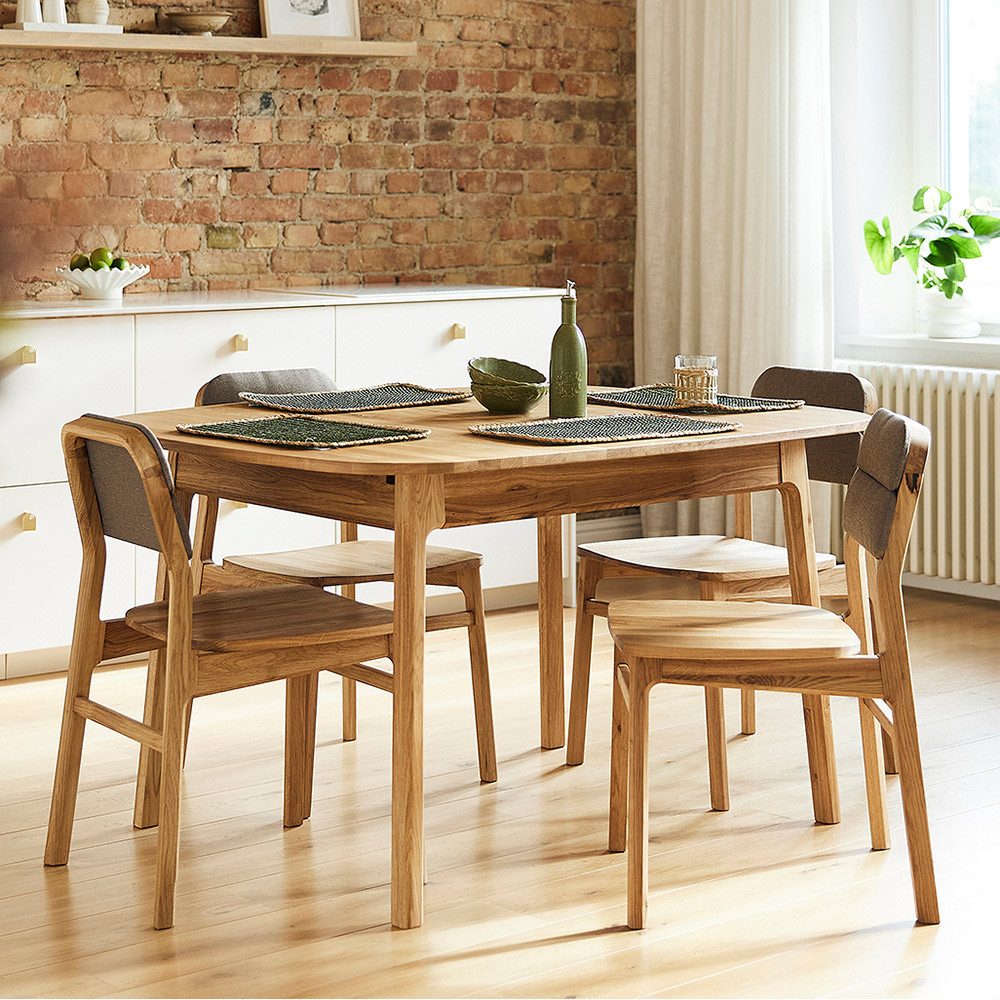 Lomadox Essgruppe THORNBURY-165, (Spar-Set, 5-tlg., Tisch Stühle), Esszimmermöbel, Esstisch 110x90cm, Wildeiche massiv geölt