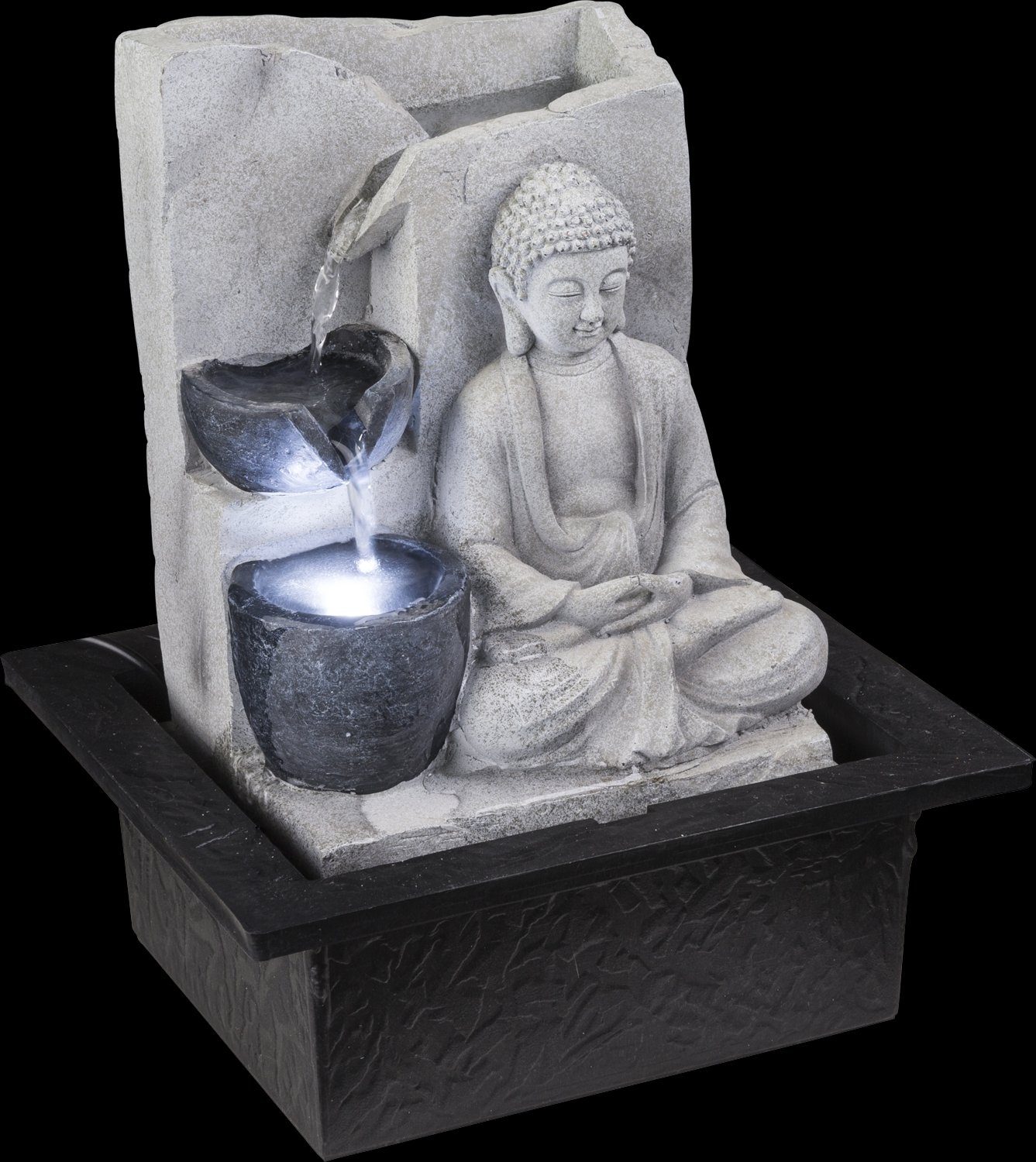 GLOBO LIGHTING Tischleuchte Tischlampe Zimmerbrunnen Tischbrunnen mit LED Beleuchtung Buddha 93019