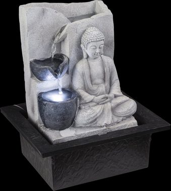 Globo Tischleuchte Tischlampe Zimmerbrunnen Tischbrunnen mit LED Beleuchtung Buddha 93019