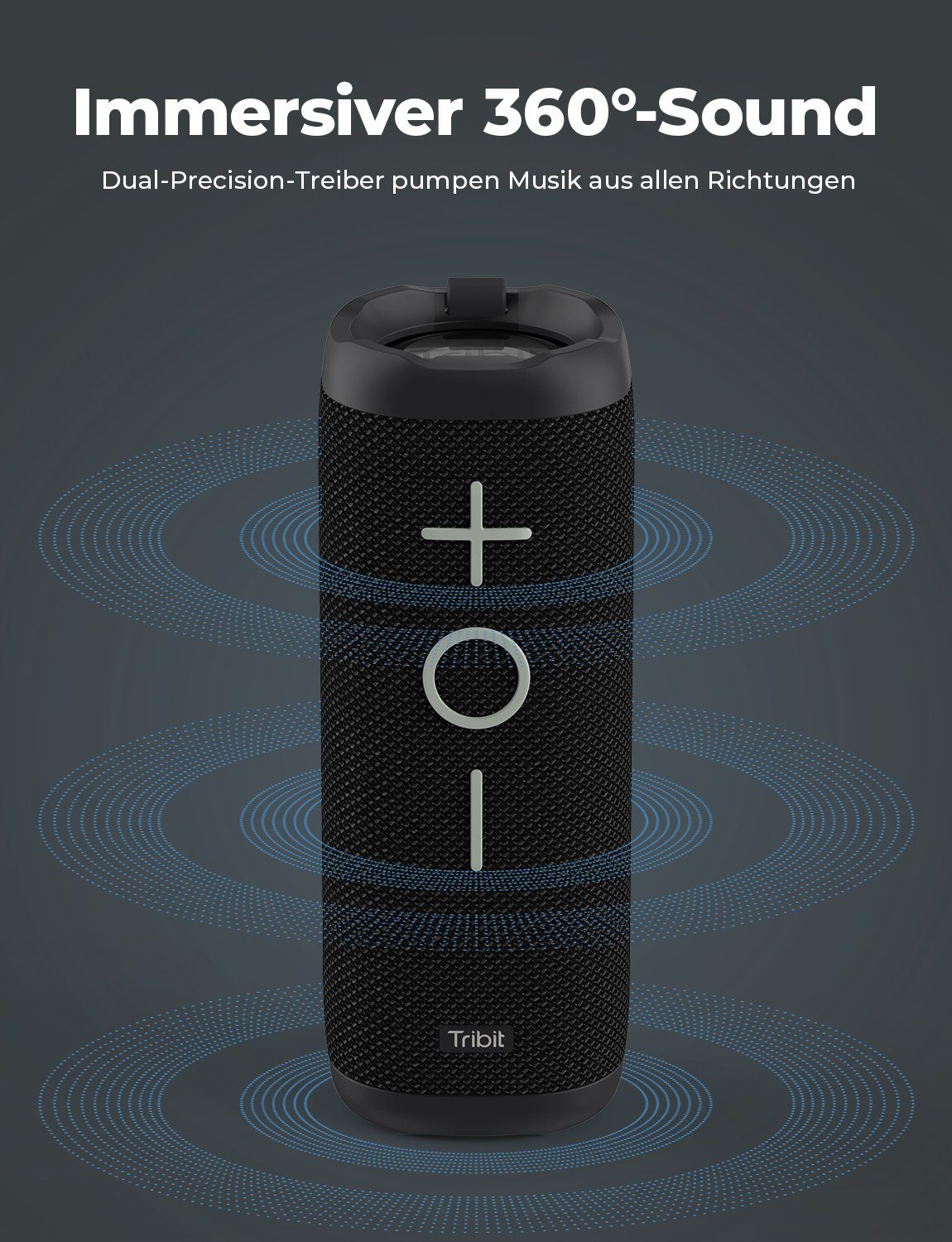 Lautsprecher 24W 360° Bluetooth-Lautsprecher Surround-Sound Tragbarer StormBox W) Tribit mit (17