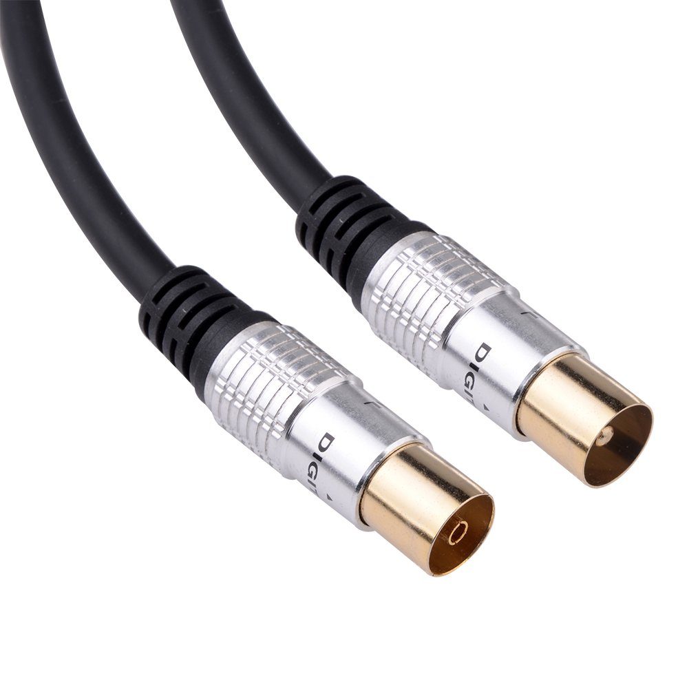 euroharry TV Antennenkabel Koax Stecker zu Koax Kupplung Premium Audio-Kabel, (500 cm)
