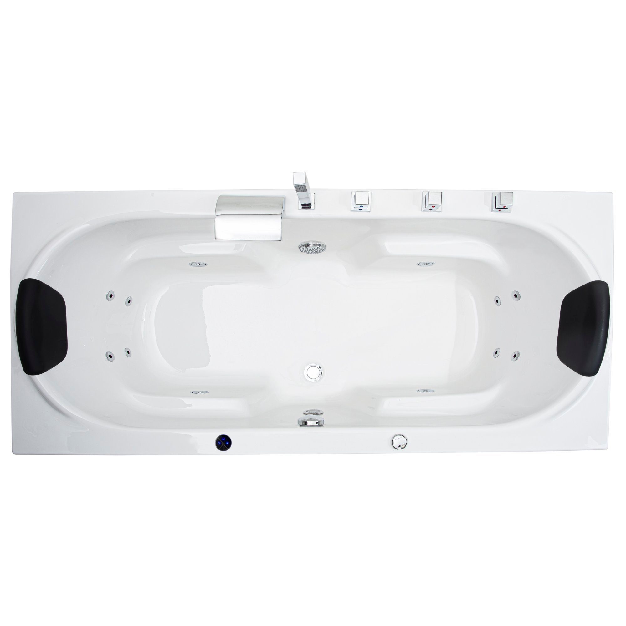 Basera® Whirlpool-Badewanne BASIC Indoor Whirlpool Badewanne Palau 180 x 80 cm, (Komplett-Set), mit 12 Massagedüsen, Wasserfall, LED