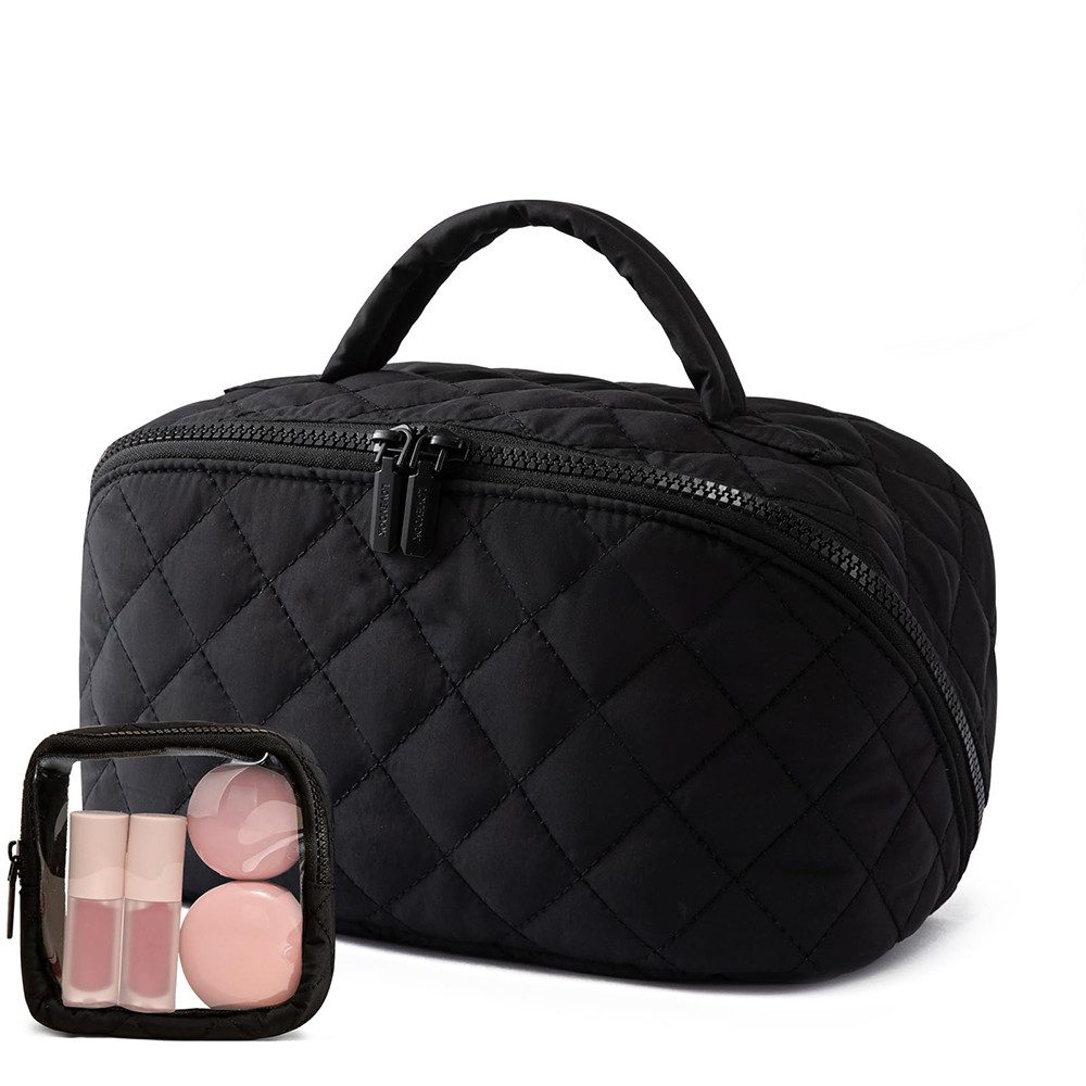 Zaewry Kosmetiktasche Damen Kosmetiktasche, Umfangsreich Kapazität Reise Make-up Tasche, Schlichter Optik Tragbarer Make-up Tasche,Weit geöffnete Tasche