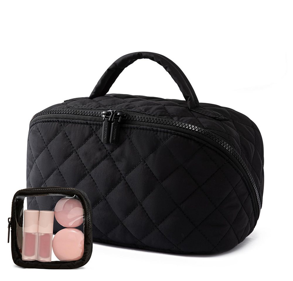 Zaewry Kosmetiktasche Damen Kosmetiktasche, Umfangsreich Kapazität Reise Make-up Tasche, Schlichter Optik Tragbarer Make-up Tasche,Weit geöffnete Tasche