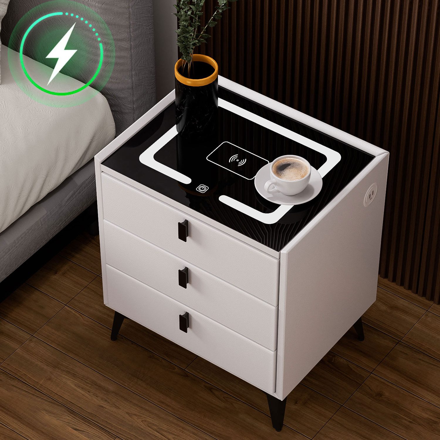 LETGOSPT Nachttisch Nachttisch mit LED,Wireless Charger günstig online kaufen