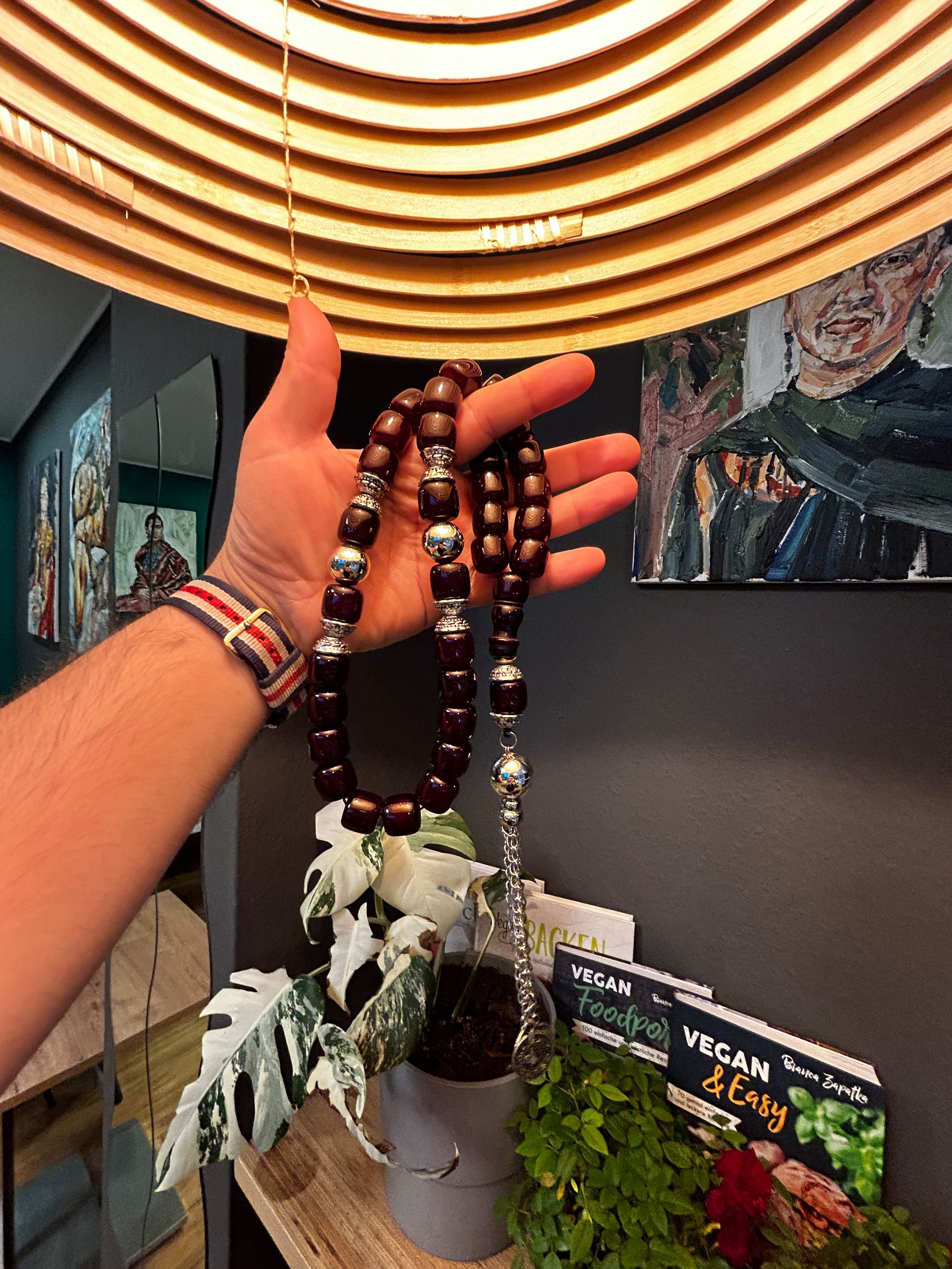 Rosary Tasbeeh Tesbih Gebetskette Amber Prayerbeads TesbihBid Misbaha Faturan (33-tlg) Kettenanhänger