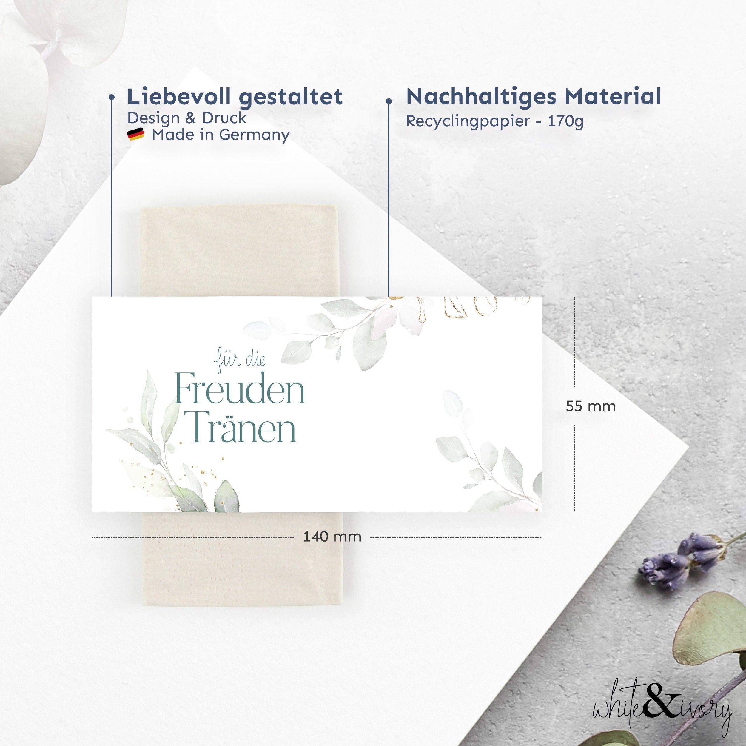 white & ivory Papierdekoration Freudentränen Banderole, 50 Stück, aus recyceltem Papier