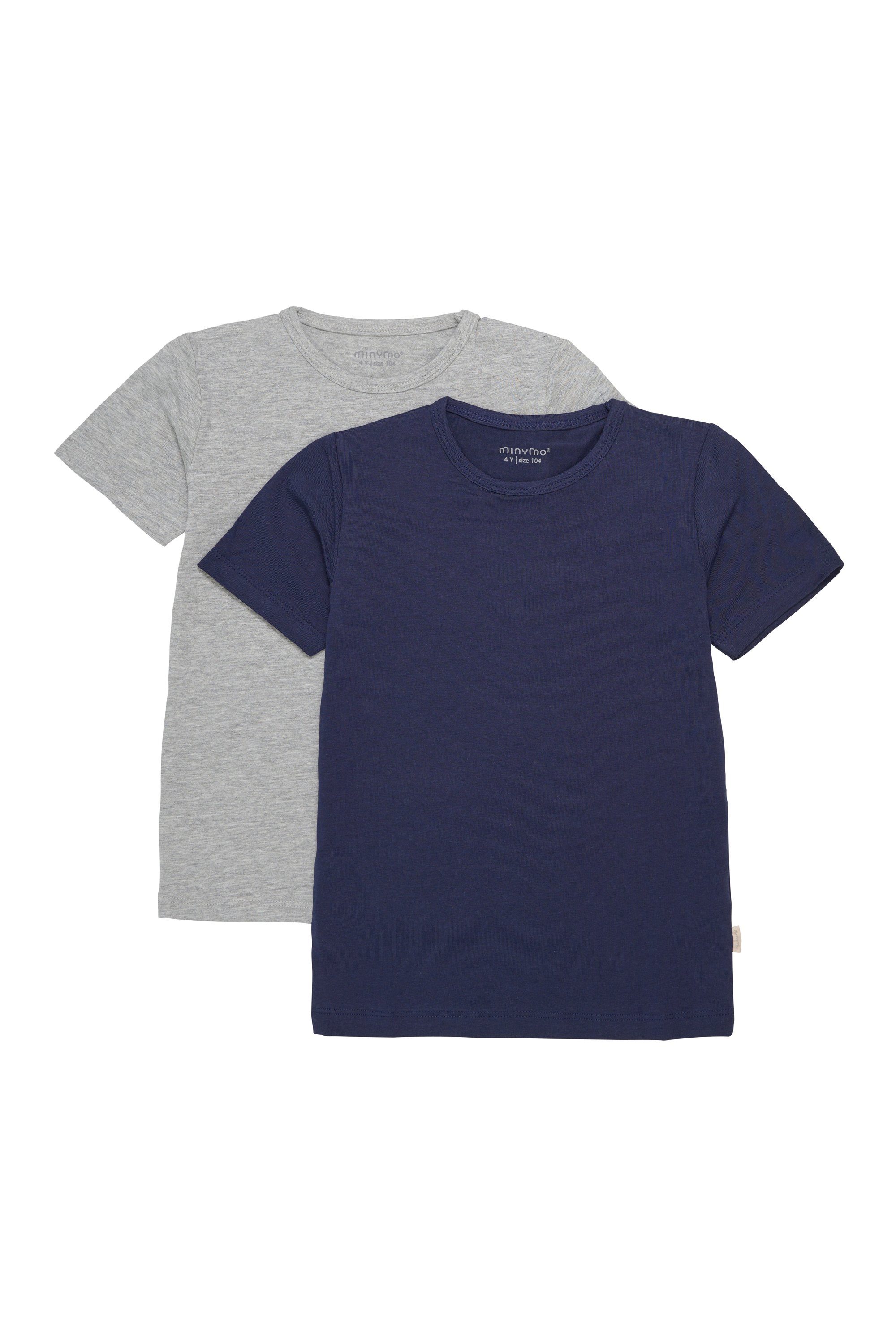 Minymo T-Shirt MIBasic 32 Basic 32 -T-shirt SS (2-pack) mit Rundhalsausschnitt