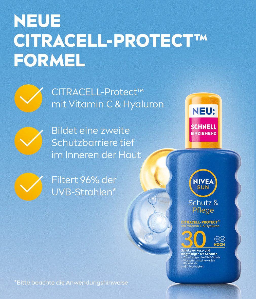 Nivea Sun Sonnenschutzspray SUN Schutz & Pflege LSF 30 200ml UVA/UVB-Schutz, 1-tlg.