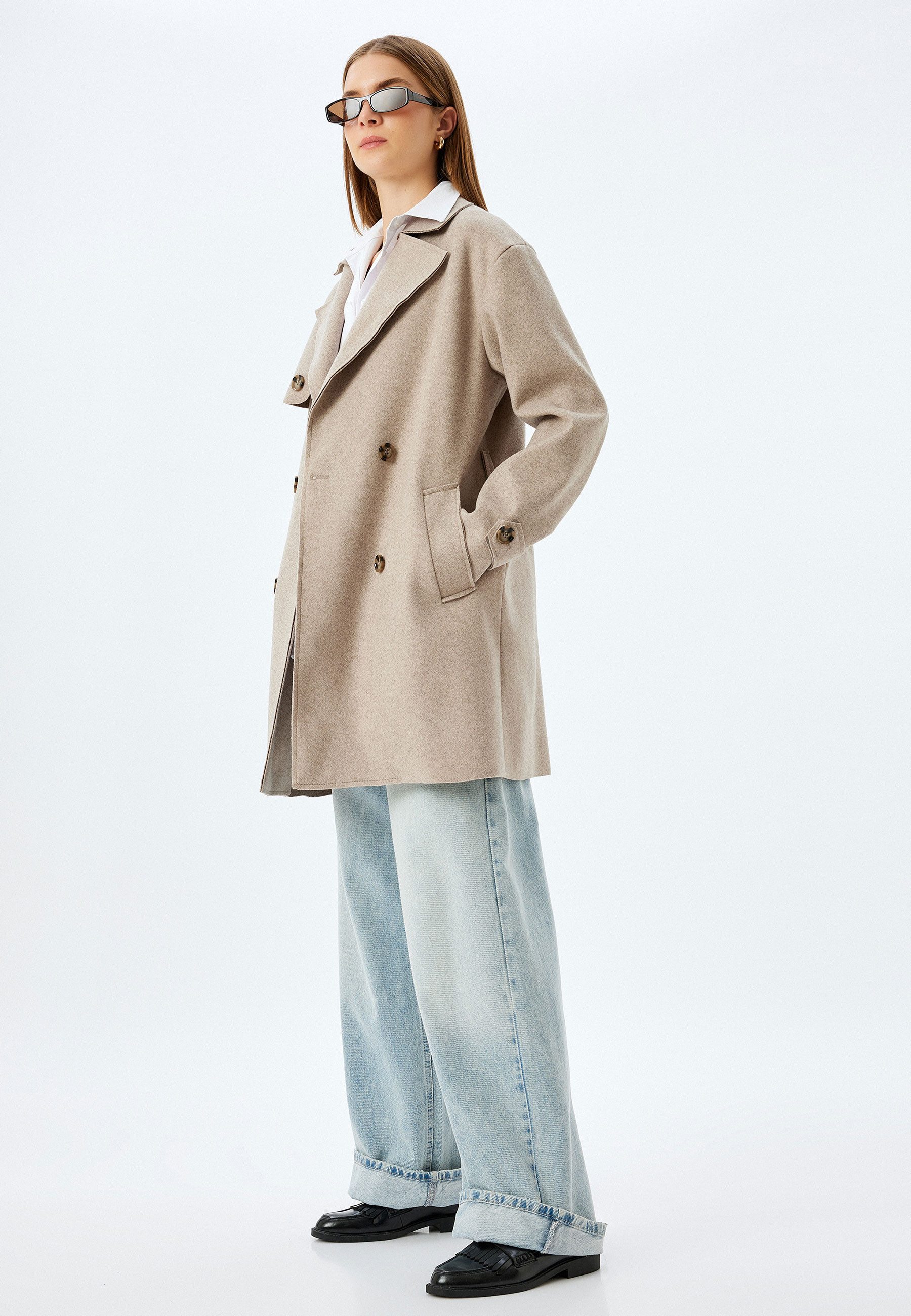Koton Langmantel Regular Mit Knöpfen Langmantel