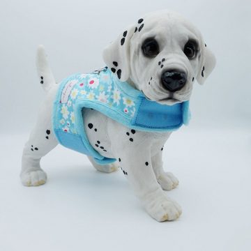 Alvonja Hunde-Geschirr Hundegeschirr kleine, mittlere, große Hunde Welpen Blumen hellblau, Polyester, verstellbar, verschiedene Größen