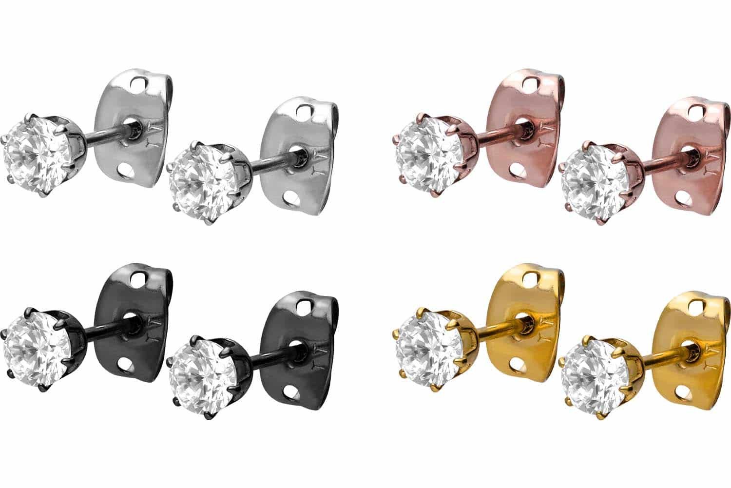 FILANGO Paar Ohrstecker Titan Ohrstecker EINGEFASSTER KRISTALL (Ohrstecker, günstig online kaufen
