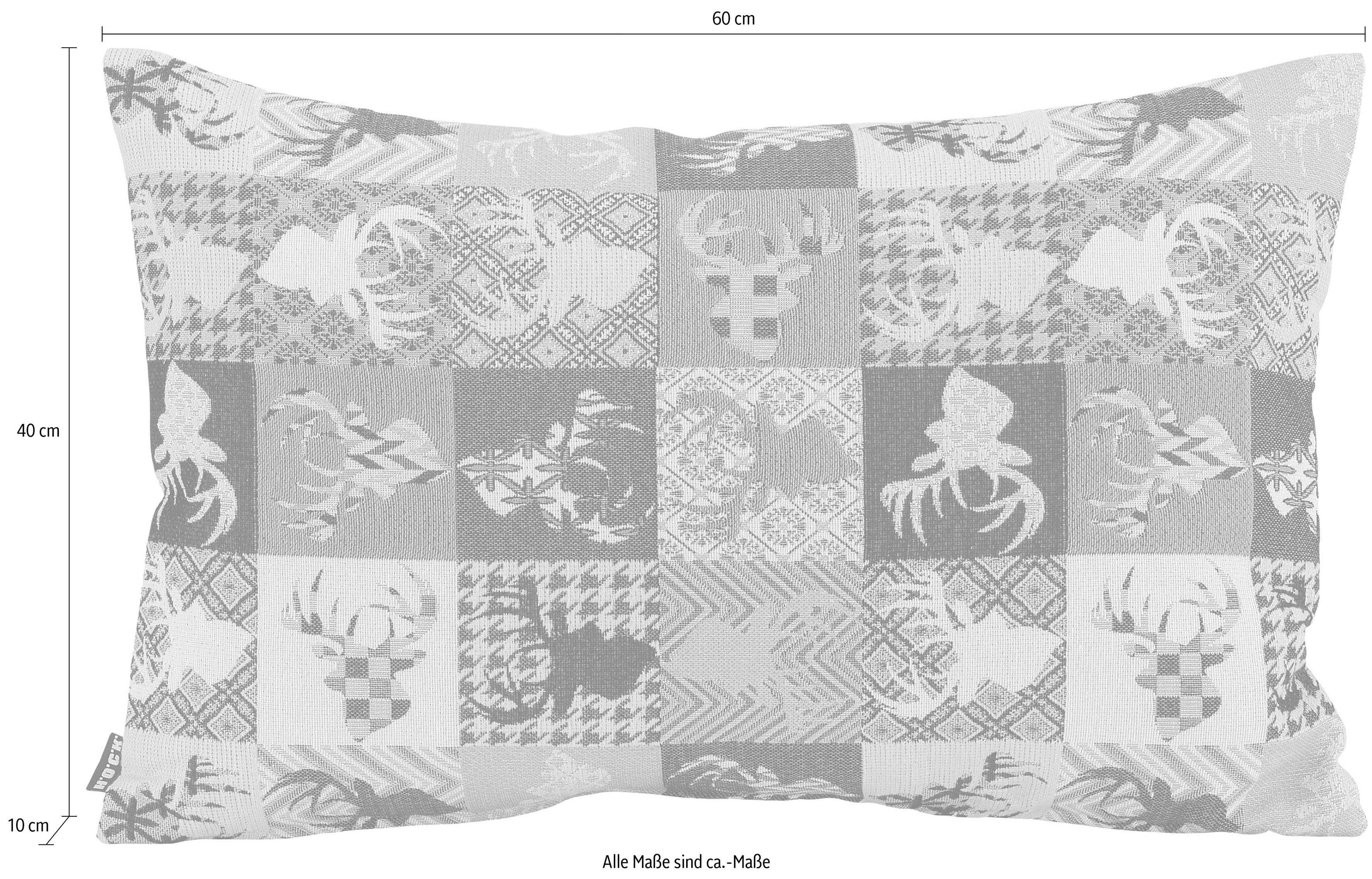 H.O.C.K. Dekokissen Harry Hirsch Tegan Patch, mit kleinen Hirschmotiven, Kissenhülle mit Füllung, 1 Stück