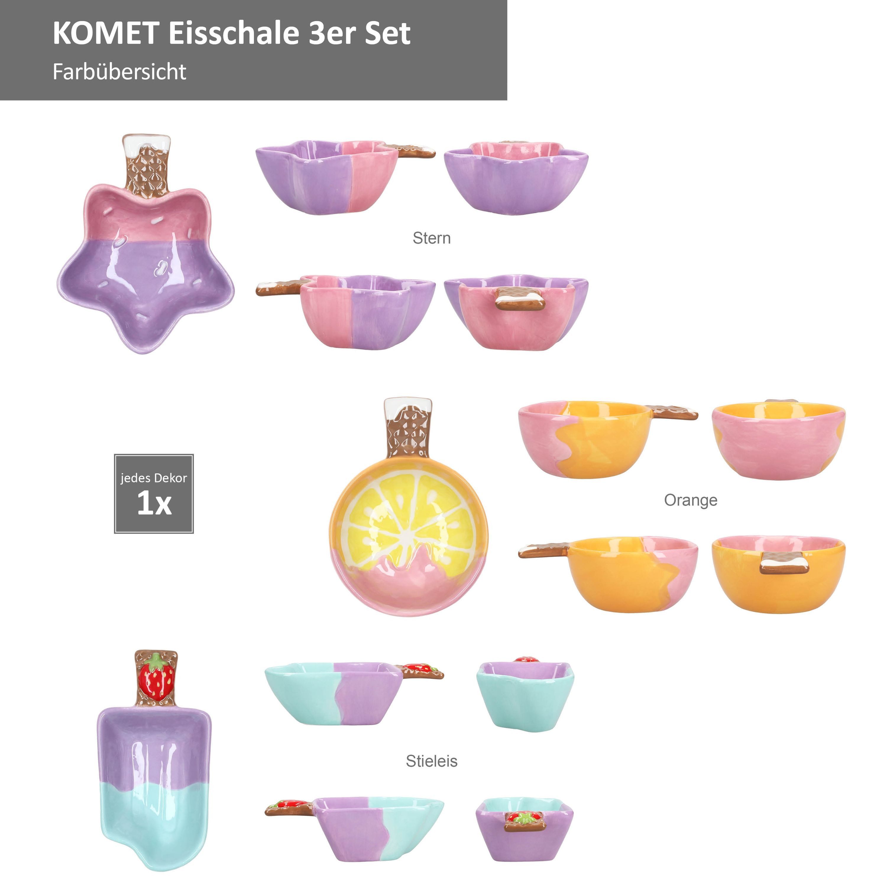 MamboCat Dessertschale MamboCat 3er Set Eisschalen Komet 150ml Stern Orange Stieleis Dessert, Keramik – Bild 4 von 5