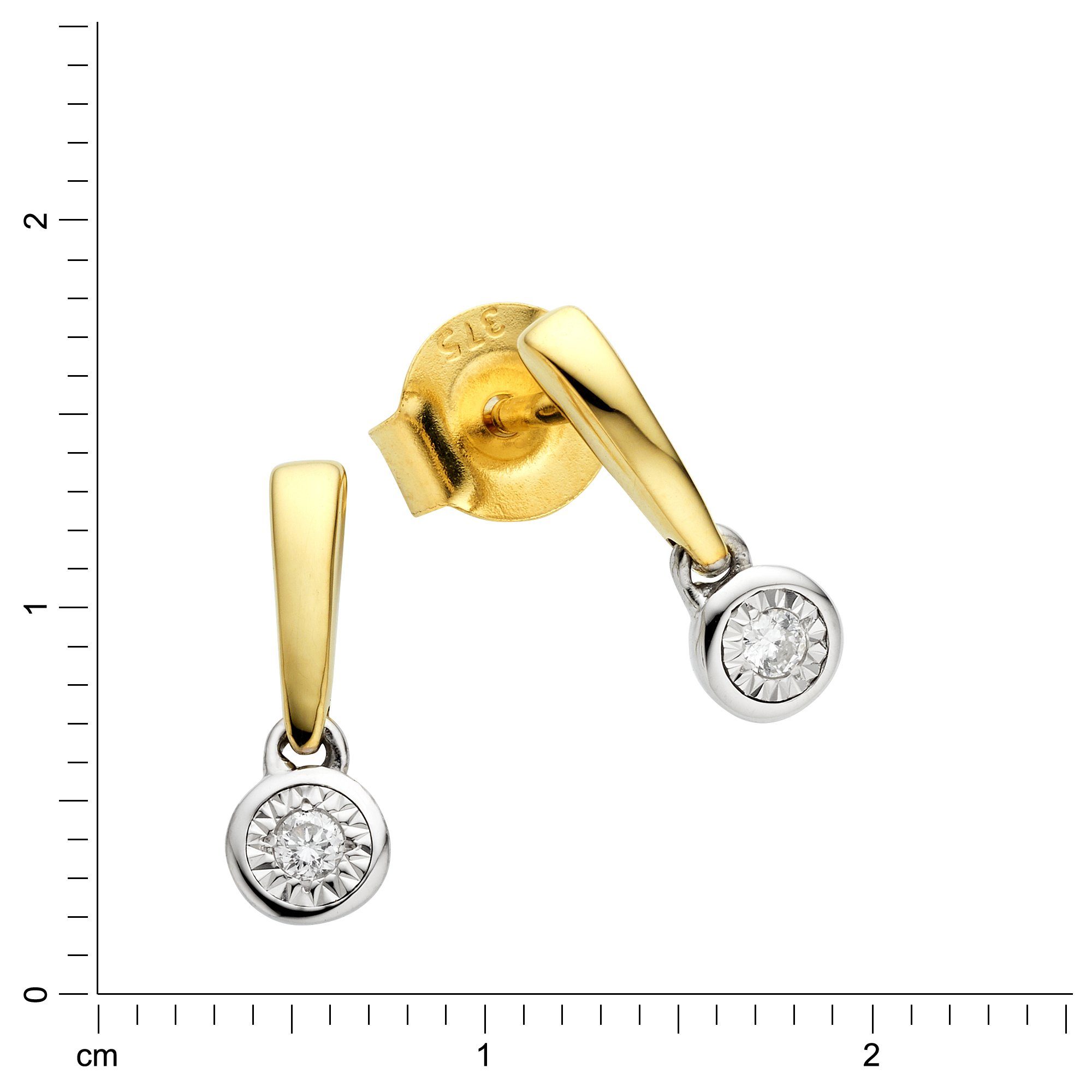 Diamonds by 0,03ct. Ohrstecker Brillant 2x zweifarbig Ellen K. 375 Gold Paar