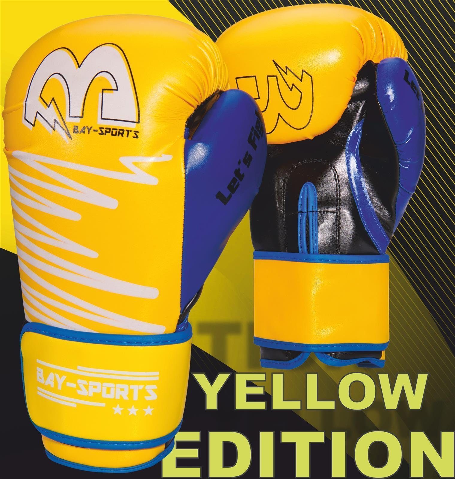 BAY-Sports Boxhandschuhe Yellow neon Box-Handschuhe Kickboxen Boxen gelb